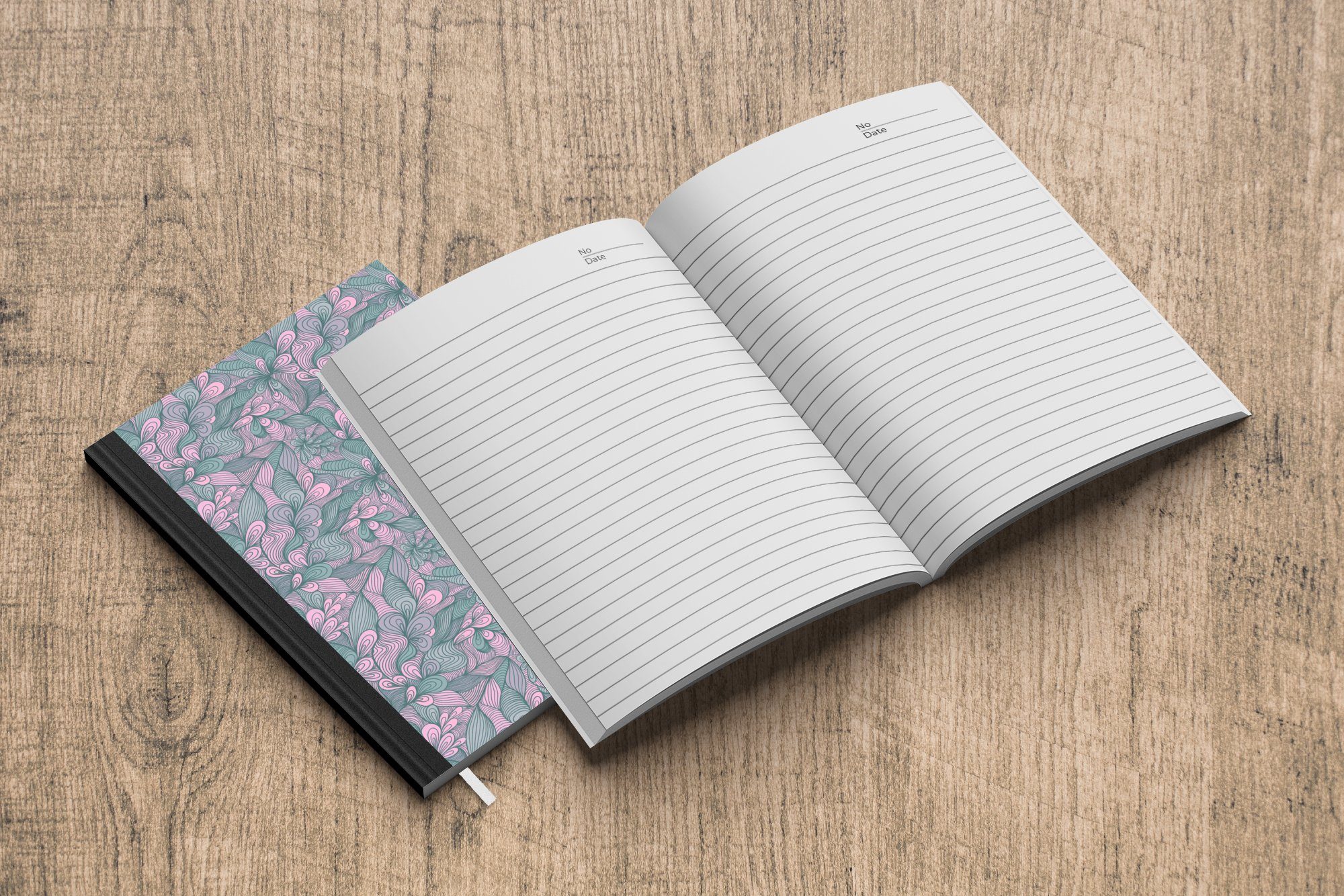 MuchoWow Notizbuch - Blumen Notizheft, A5, - Muster Haushaltsbuch Seiten, Design, Tagebuch, Journal, Merkzettel, 98