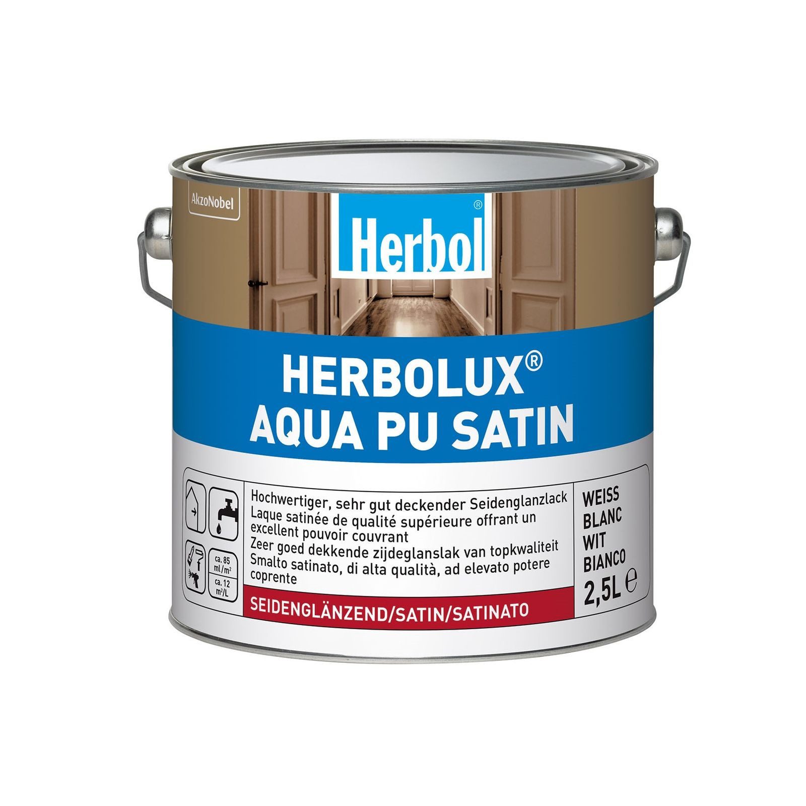 Herbol Holzlack Holzlack Herbolux Aqua PU Satin Herbol weiß seidenglänzend 2,5 L
