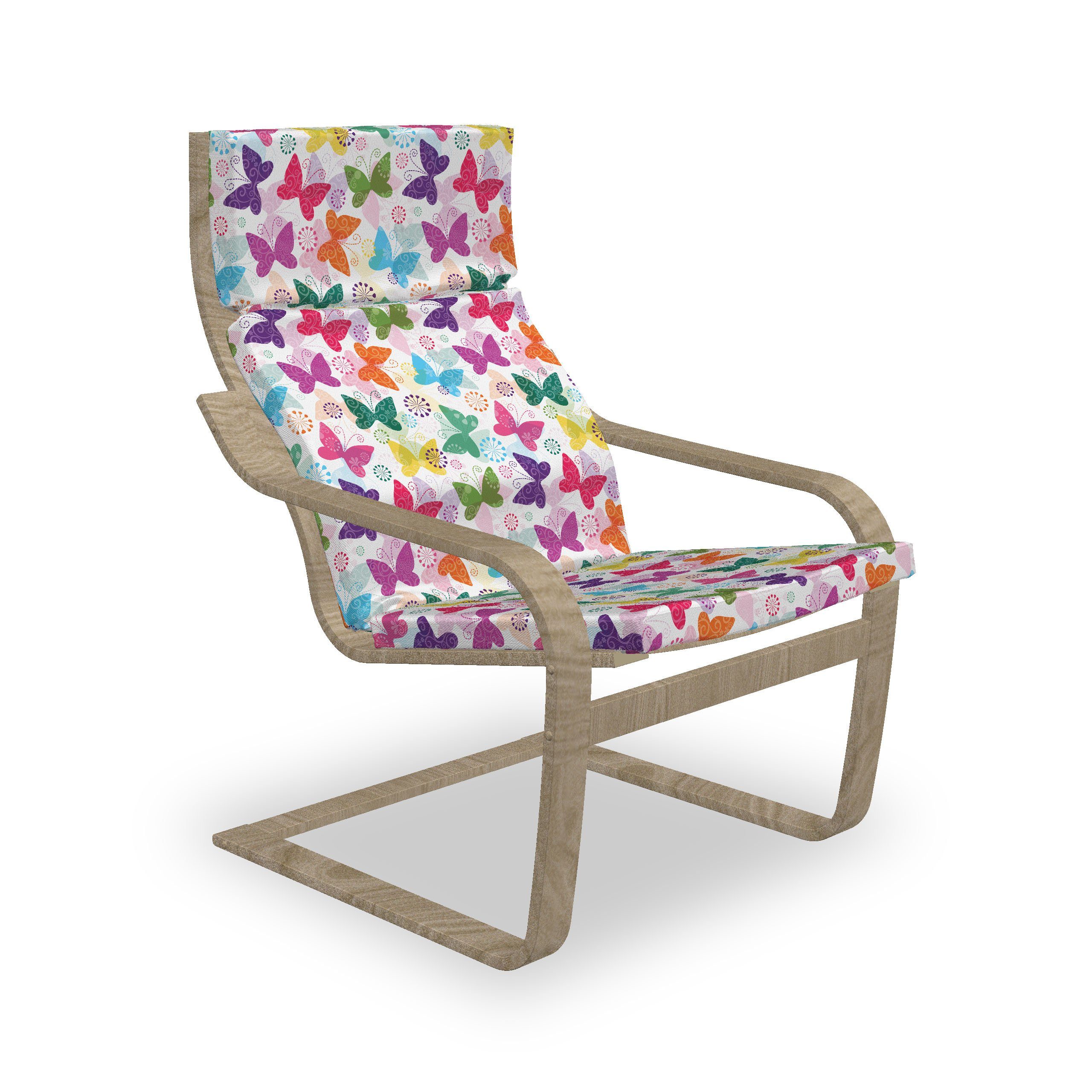 Schmetterling Stuhlkissen Sitzkissen mit Leuchtende Stuhlkissen Reißverschluss, Blumenalles Abakuhaus Hakenschlaufe mit und