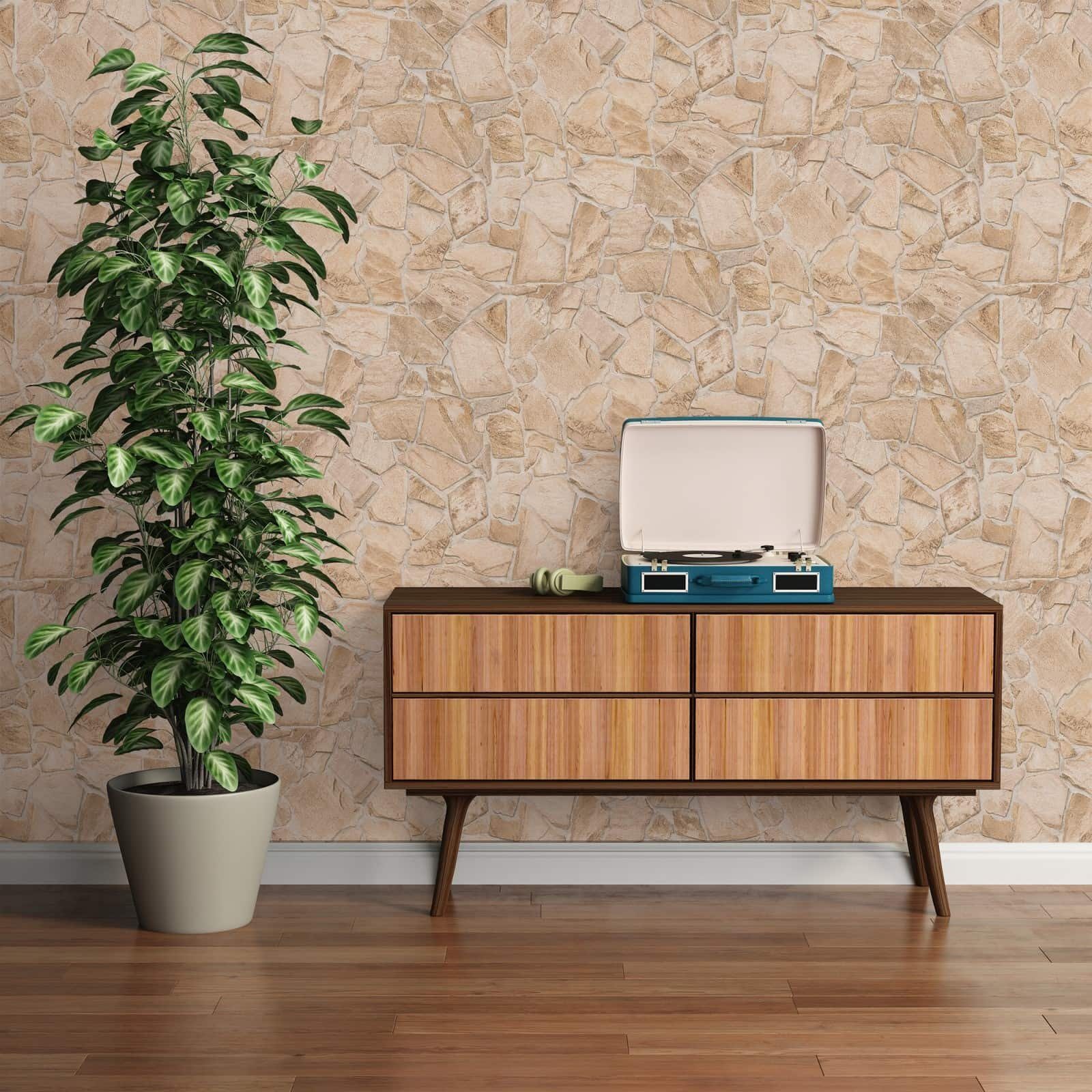 A.S. Création Vliestapete 3D-Optik Natur Stein Mauer Wand Beige Creme 3893-29 Terra