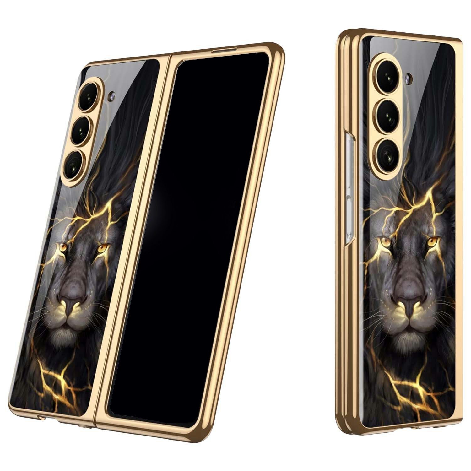 Wigento Handyhülle Für Samsung Galaxy Z Fold7 5G Lackiert Design Cover Handy Hülle Löwe