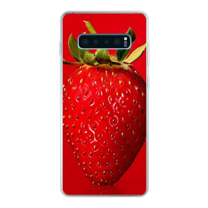 MuchoWow Handyhülle Erdbeere - Rot - Saatgut Phone Case Handyhülle Samsung Galaxy S10+ Silikon Schutzhülle