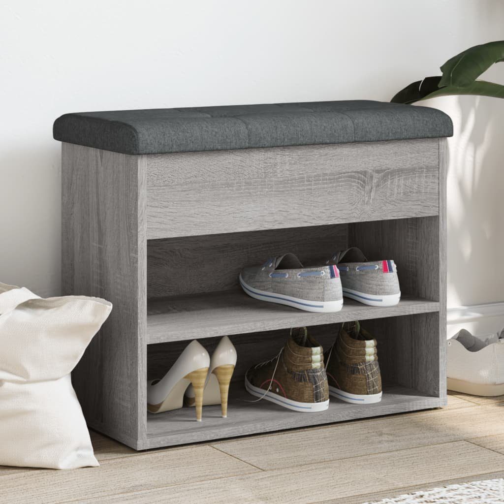 vidaXL Sitzbank Schuhbank Grau Sonoma 62x32x50 cm Holzwerkstoff
