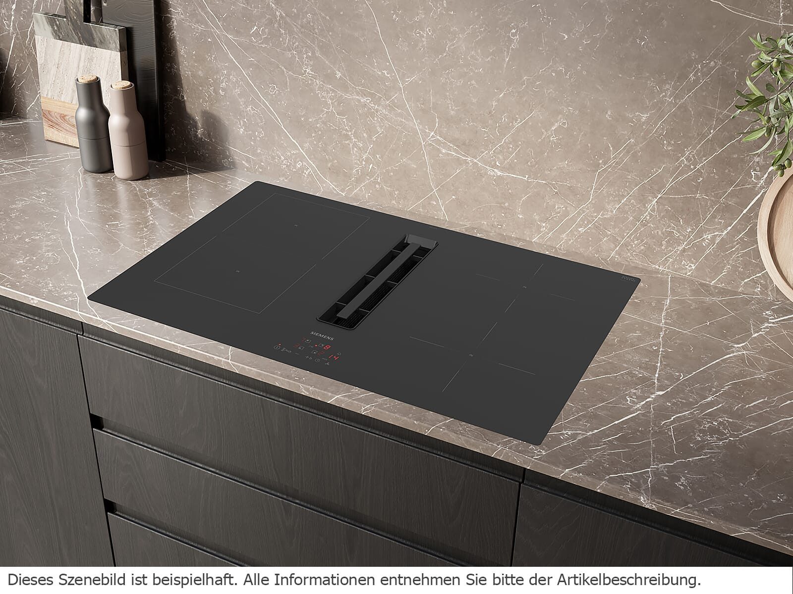SIEMENS Kochfeld mit Dunstabzug ED801BS16E, Powerboost-Funktion, Timer, TouchControl-Bedienung