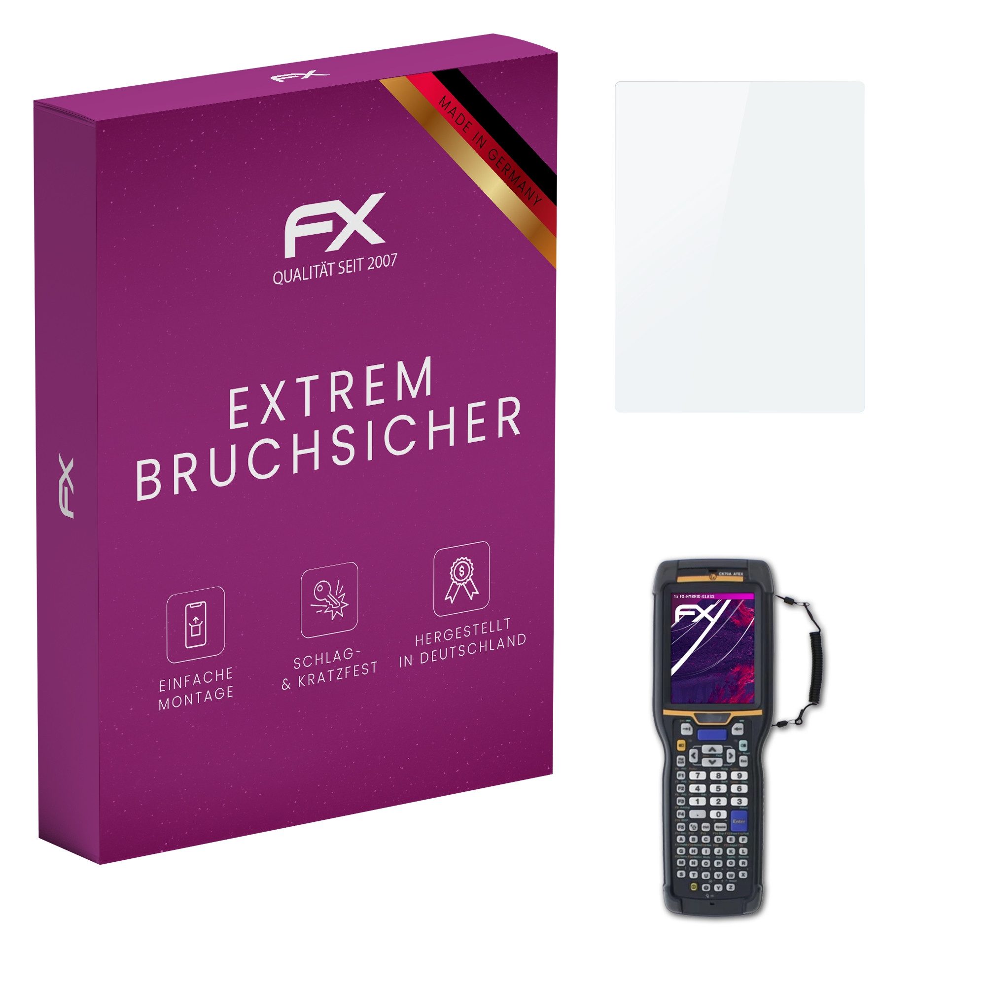 atFoliX Schutzfolie Panzerglasfolie für ecom CK70A, Ultradünn und superhart