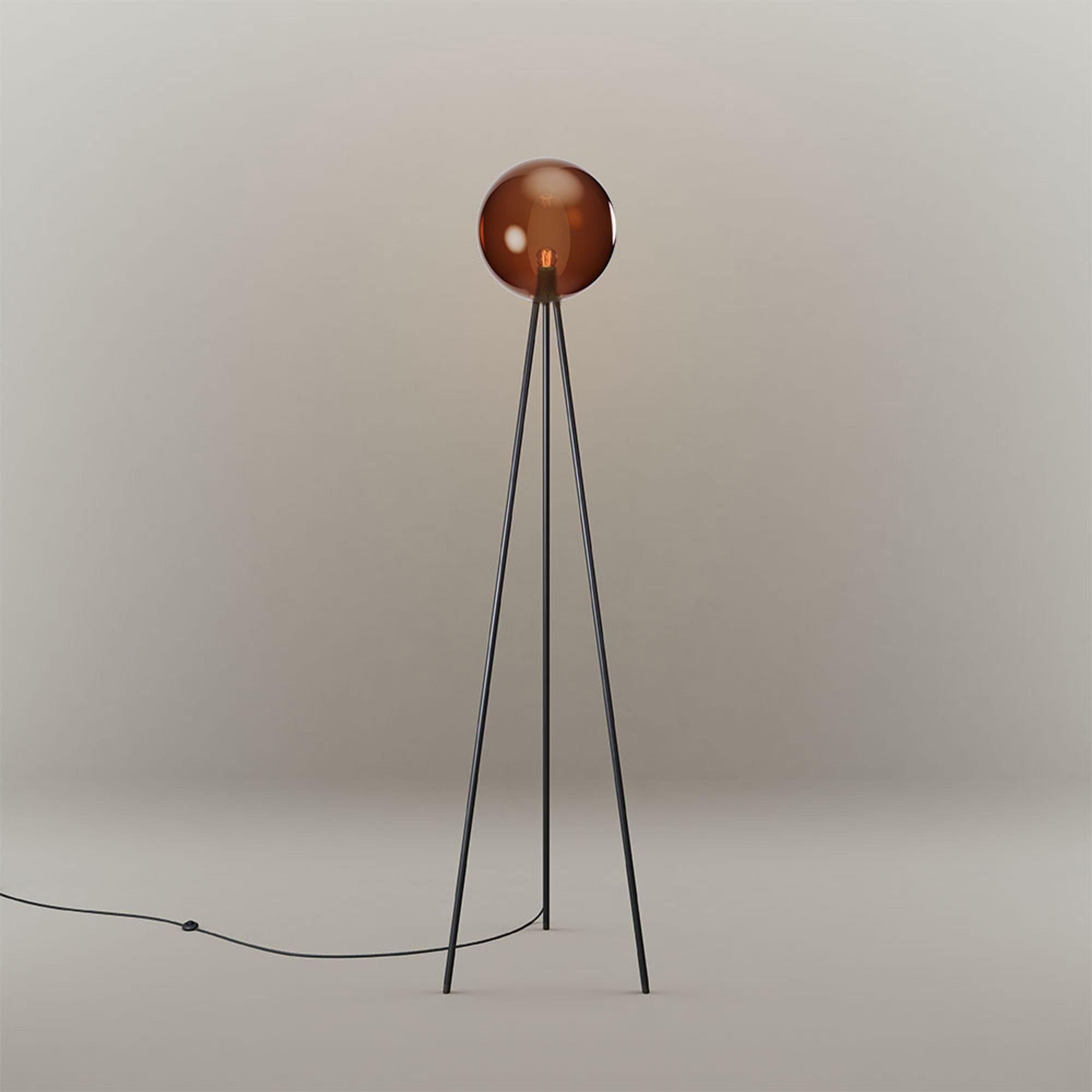 s.luce Stehlampe Dreibein Orb Tripod 160cm mit Glaskugel Braun