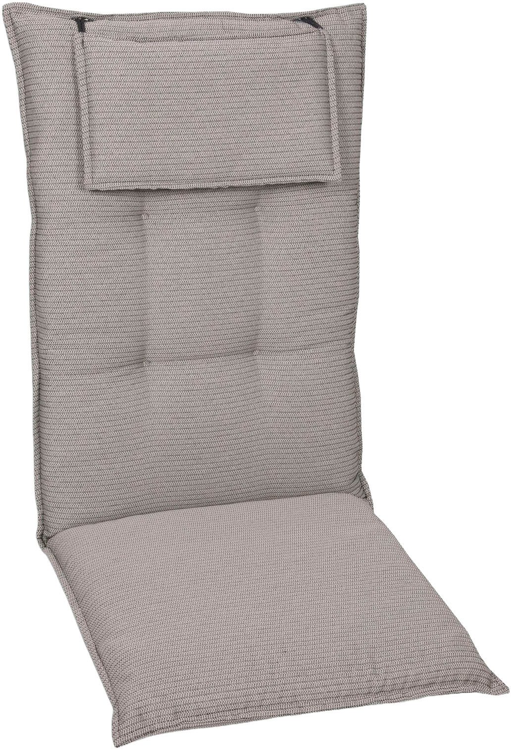 KONIFERA Hochlehnerauflage, (Spar-Set, 4 St), Struktur uni grau - Maße BxLxH ca.: 50 cm x 120 cm x 7 cm