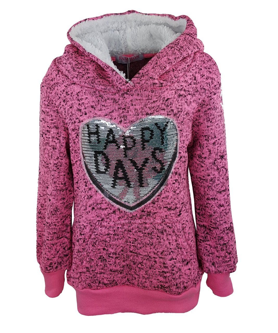Girls Fashion Kapuzenpullover Sweatshirt, MS06 Pullover, Pink Pailletten, Kapuzen