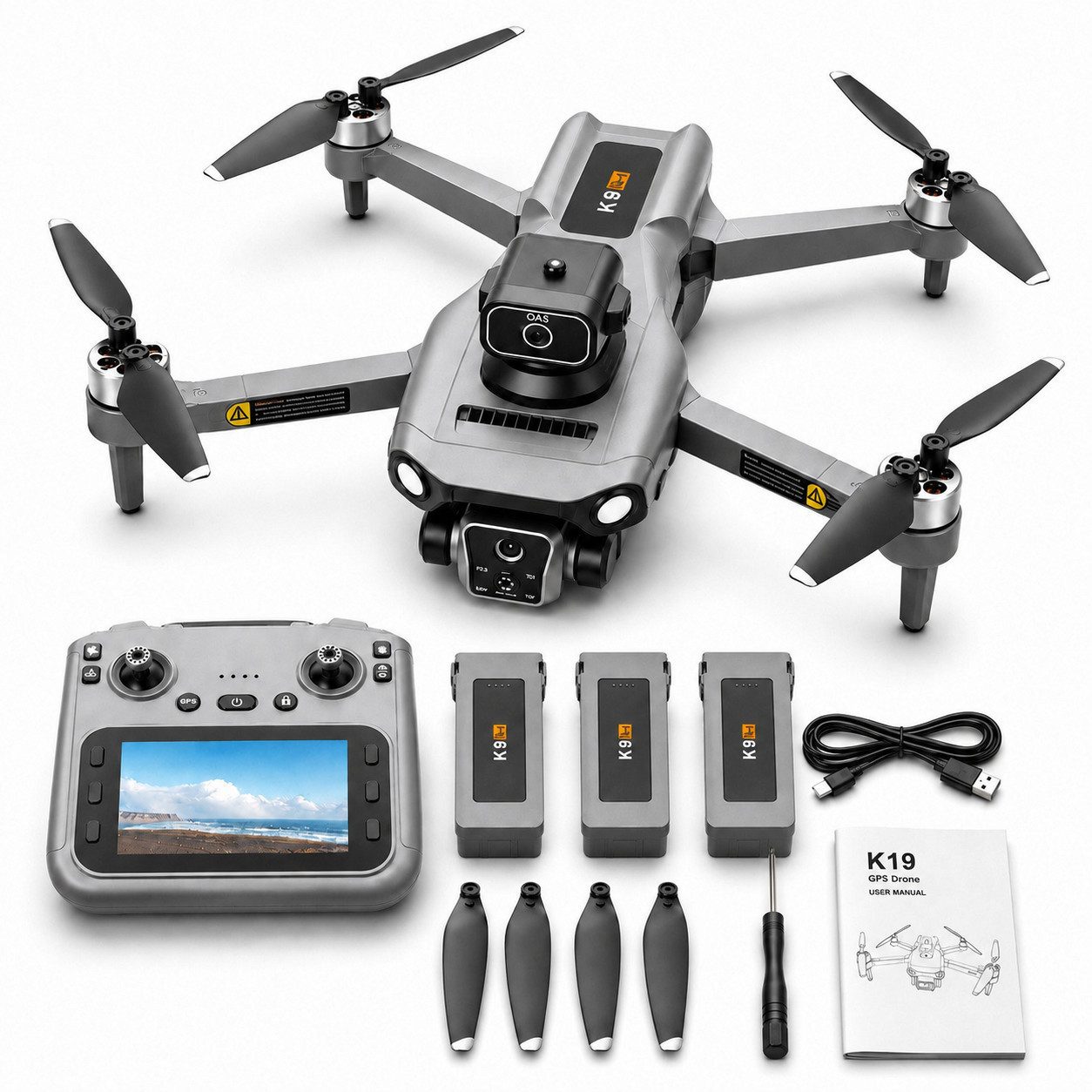 Goldstern-Tech RC-Quadrocopter (GPS Drohne mit 4K, Live Display Fernbedienung, 600m Reichweite), 360°-Kollisionsschutz, auto Motivverfolgung und Rückkehrfunktion