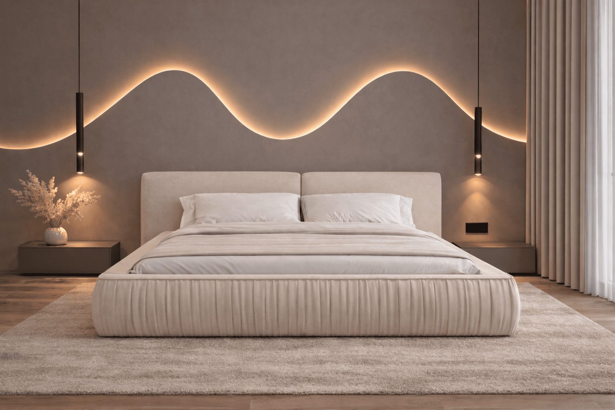 MOEBLO Polsterbett Bett 08 aus Samt (Modernes Doppelbett mit eleganter Kopfteilpolsterung, stabilem Rahmenbettgestell und großzügigem Stauraum – 140x200 cm Komfortables Stauraumbett für stilvolle Schlafzimmer - 140x200 cm, - Eleganz und Funktionalität in einem modernen Design), - (BxHxT): 207/227/247x94x240 cm