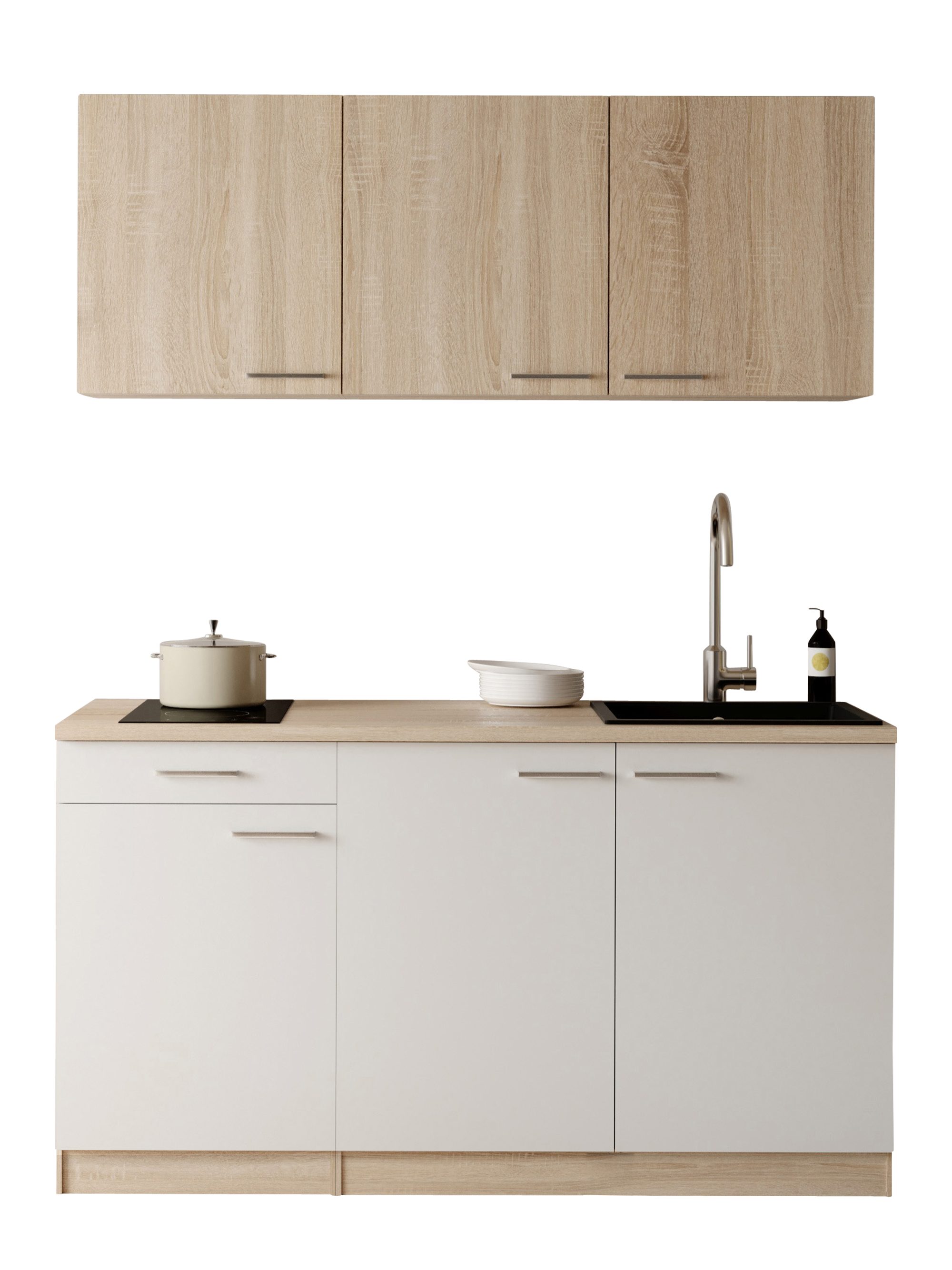 RESPEKTA Pantryküche Ingrid, zerlegt, wahlweise mit Kühlschrank, Soft-Close-Funktion, Breite 150 cm