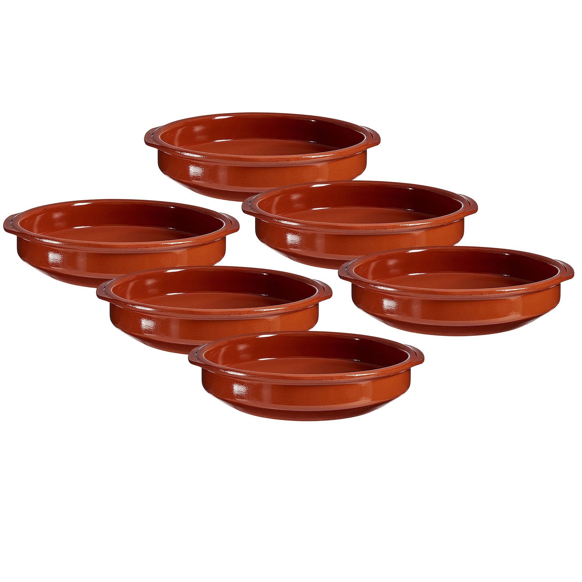 Annastore Servierschale 6-tlg. Set Cazuelas ofenfest Tonschalen Schalen für Tapas Creme Brülèe, Mit hochwertiger Handarbeit veredelt