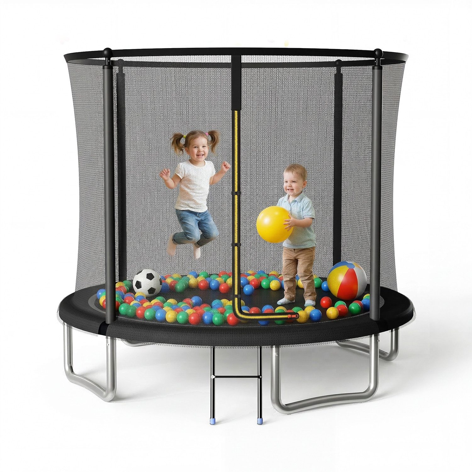 HOMALL Gartentrampolin Kindertrampolin, Outdoor-Trampolin, Durchmesser 183/222/290/360 cm, Ø 183 cm, (Ausgestattet mit Sicherheitsnetz, Leiter und 360°-Gelander, maximale Tragkraft 150 kg)