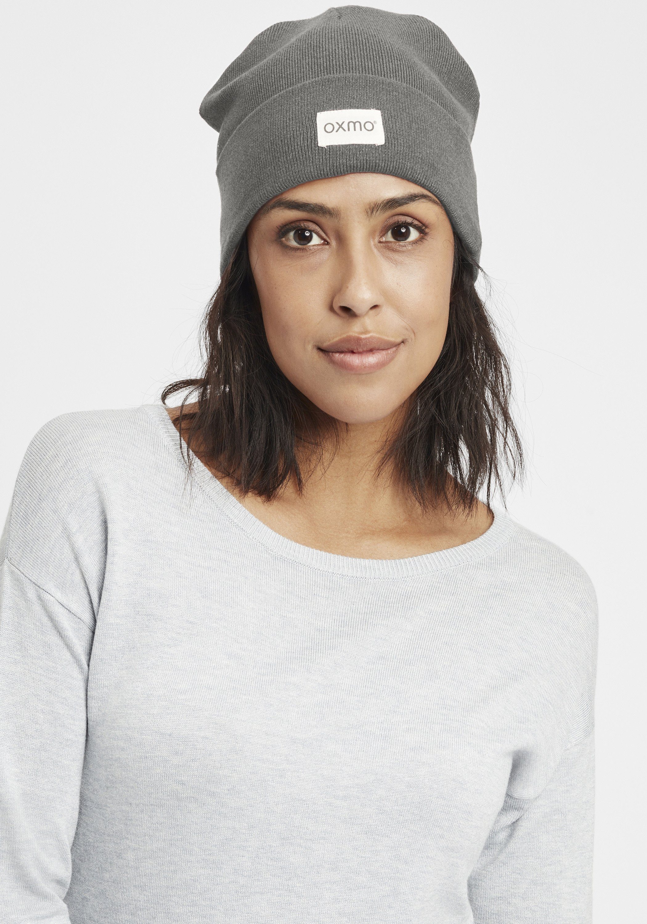 Beanie Strickmütze mit MEL OXMO OXBiene (7982363) Logobadge GREY