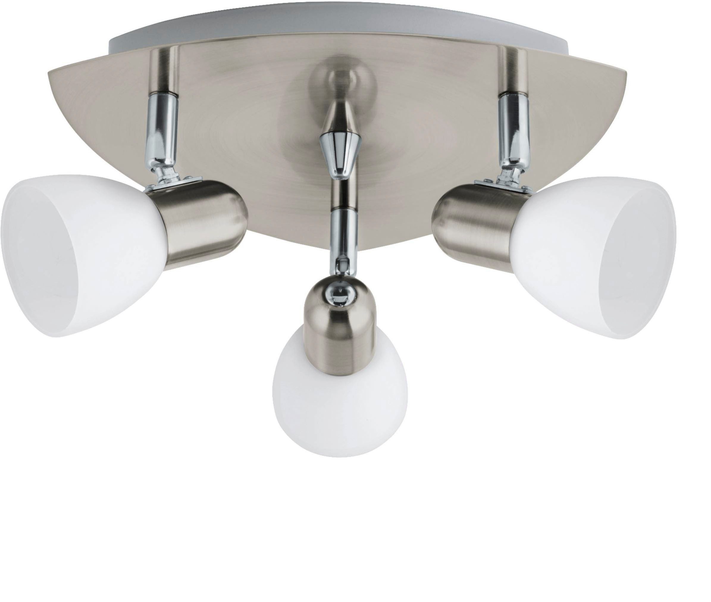 EGLO Deckenleuchte Enea Deckenlampe, Deckenstrahler aus Metall und Glas, E14, Lampe, ohne Leuchtmittel, Spot - Ø26,5 cm - nickel-matt - 3X40W exkl.