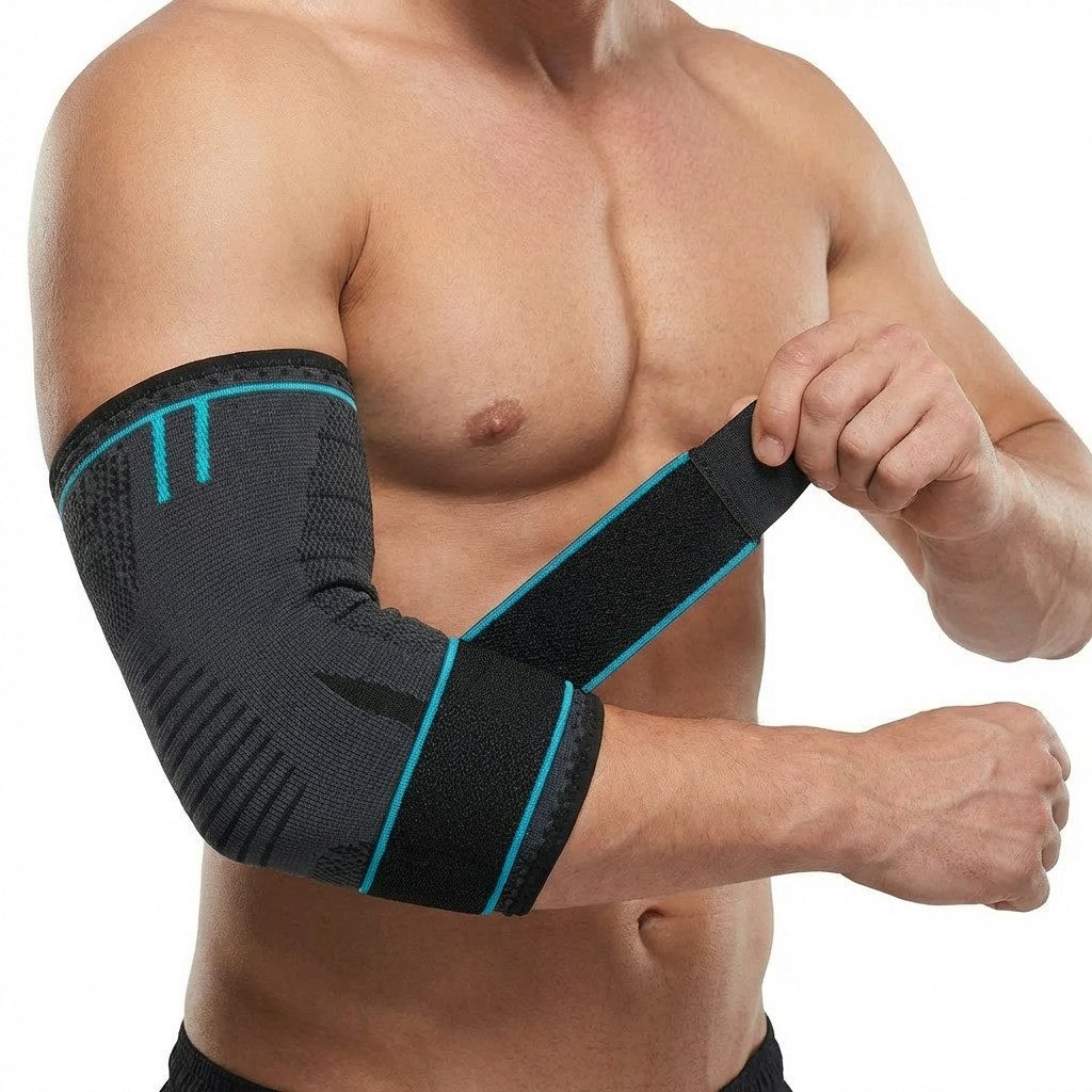 AGILE NOW Ellenbogenbandage Advanced, Stabilisiert & Entlastet, flexible Kompression (Mit verstellbarem Klettverschluss, Ideal für Fitness, Tennis, Golf oder den Alltag), Rutschfest