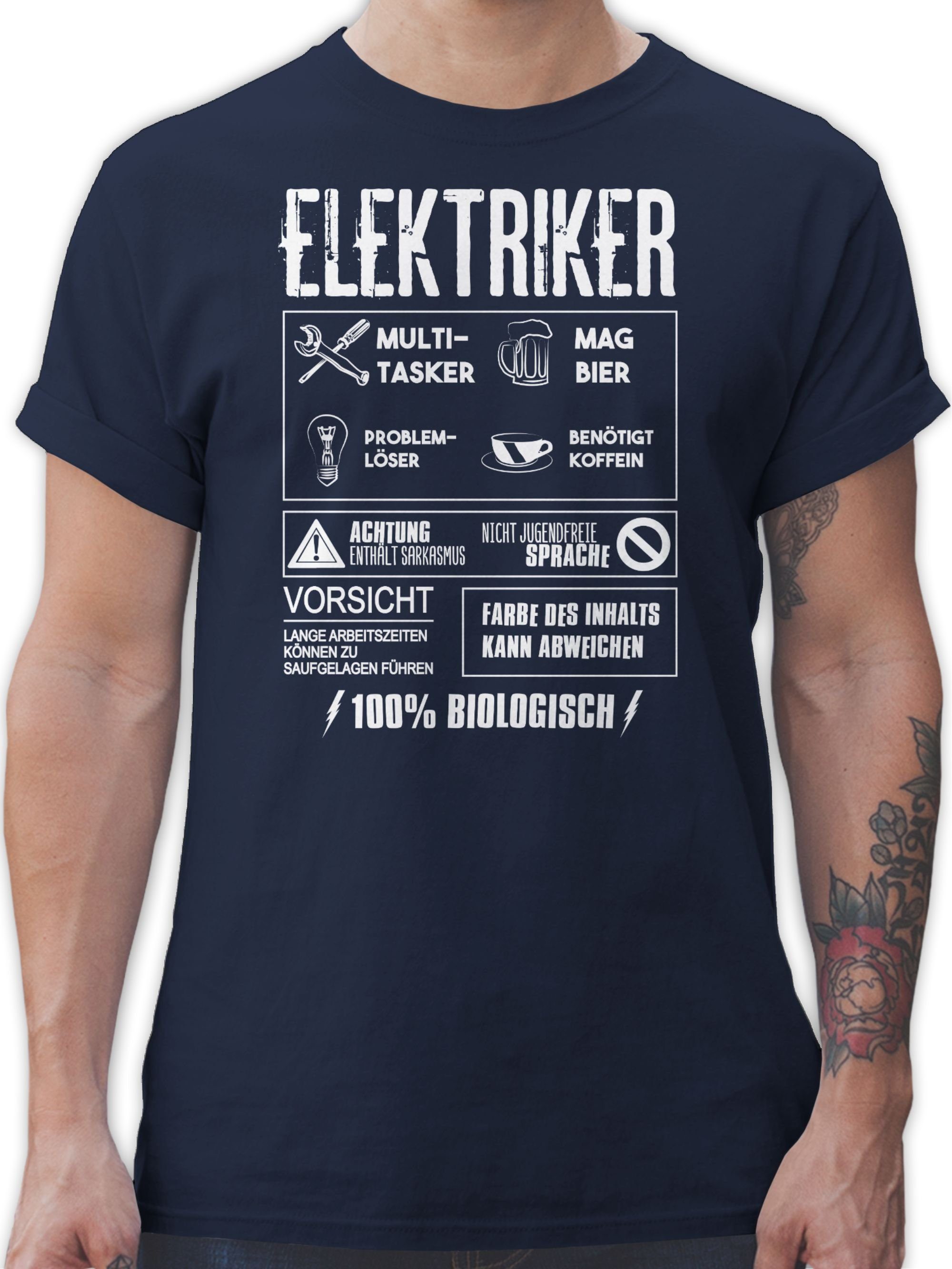 Shirtracer T-Shirt Elektriker - Geschenk Geschenkideen Lustige Geschenke Ich bin ein Elek Handwerker Geschenke 02 Navy Blau