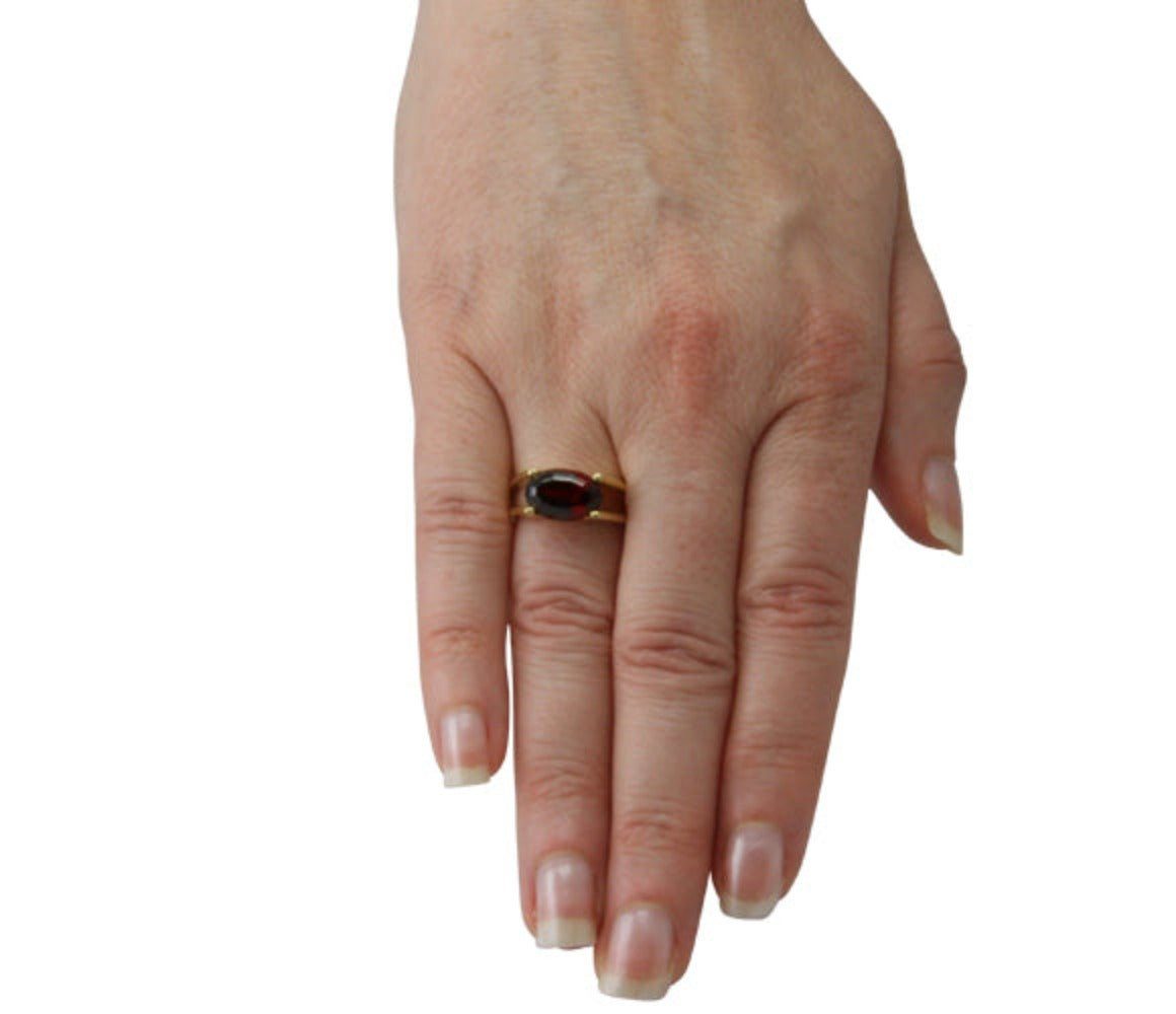 SKIELKA DESIGNSCHMUCK Goldring Goldschmiedearbeit (Gelbgold Ring (Rhodolith) 5,0 Deutschland 585), ct. hochwertige aus Granat