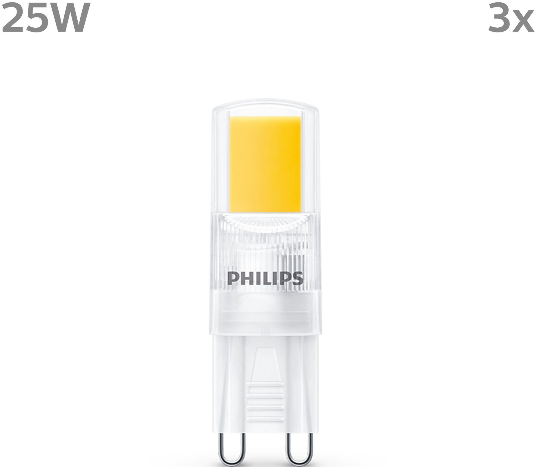 3er LED-Leuchtmittel non-dim 25W Warmweiß G9, Standard LED G9 Warmweiß Philips Brenner P,