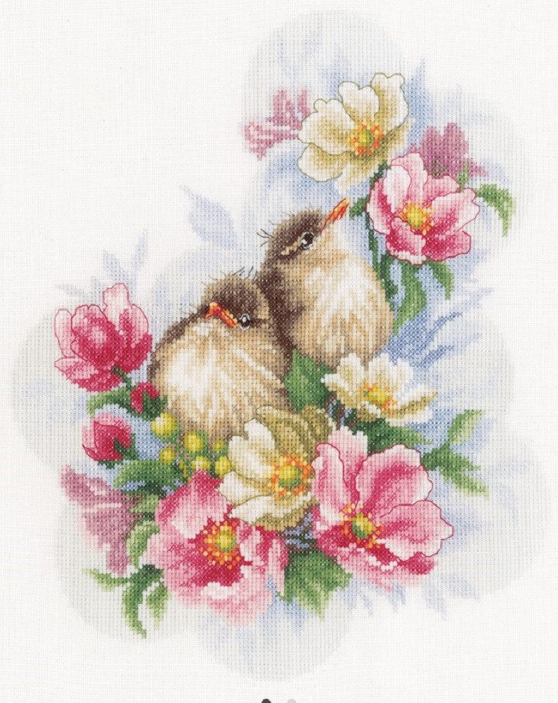 Lanarte Kreativset Lanarte PN-0185003 Blumenzweigwächter Kreuzstichpackung, (Set, Vervaco embroidery Kit), Made in Europe