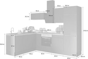 OPTIFIT Winkelküche Aken, mit E-Geräten, Stellbreite 200 x 270 cm