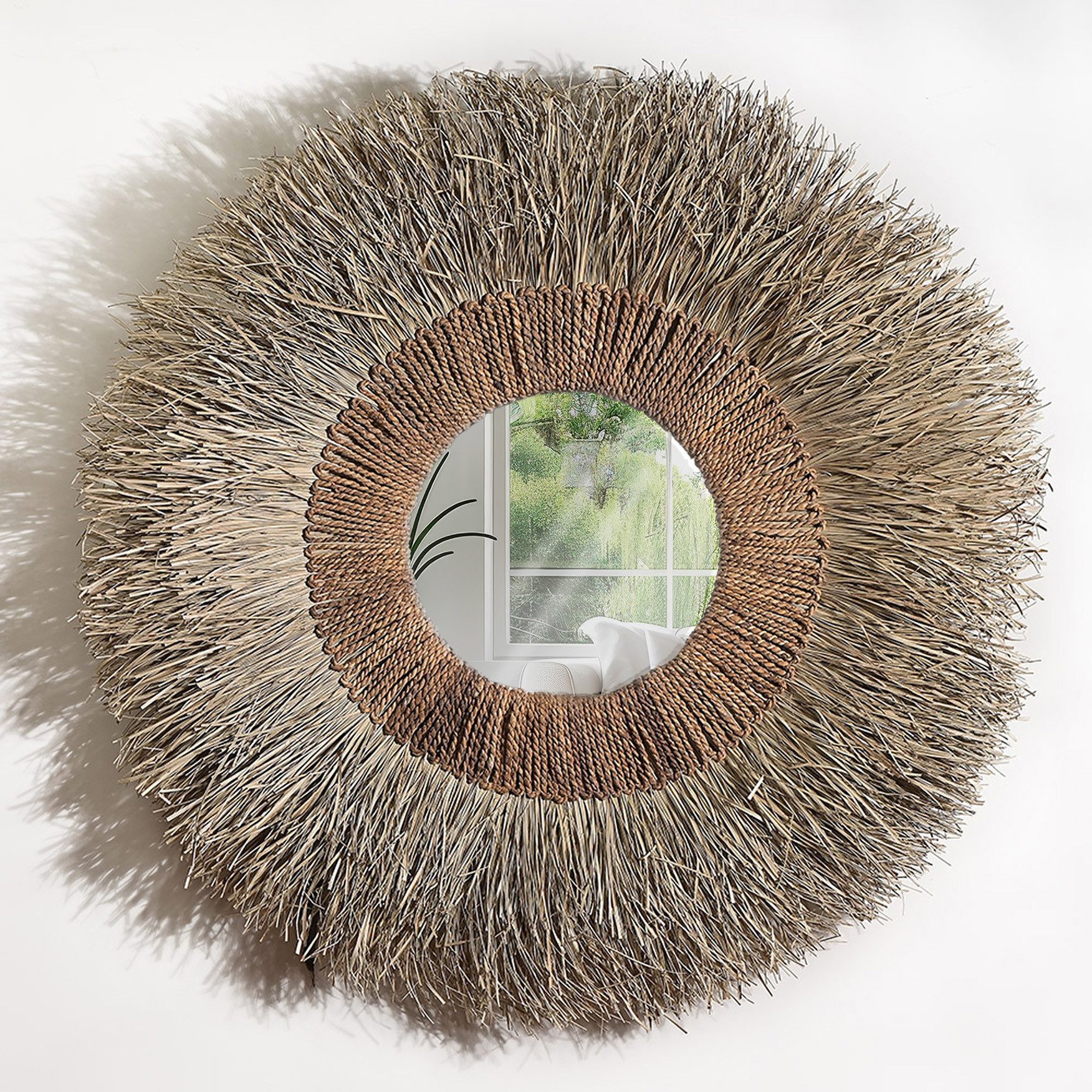 More2Home Dekospiegel XXL-Wandspiegel BOHO, Pandangras, rund günstig online kaufen
