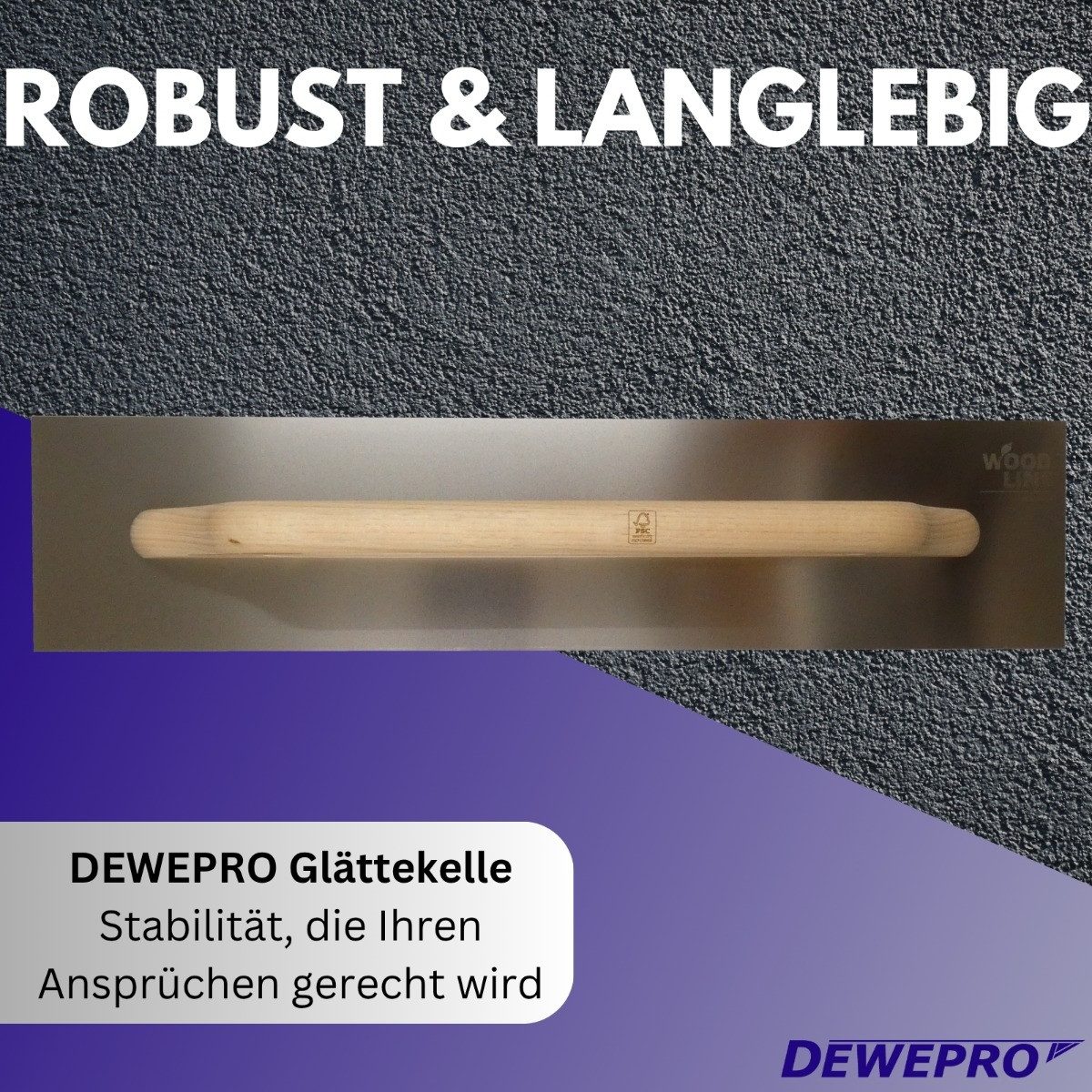 DEWEPRO Glättekelle DEWEPRO Schweizer Glättekelle - Aufziehglätter - Edelstahl 680x130mm