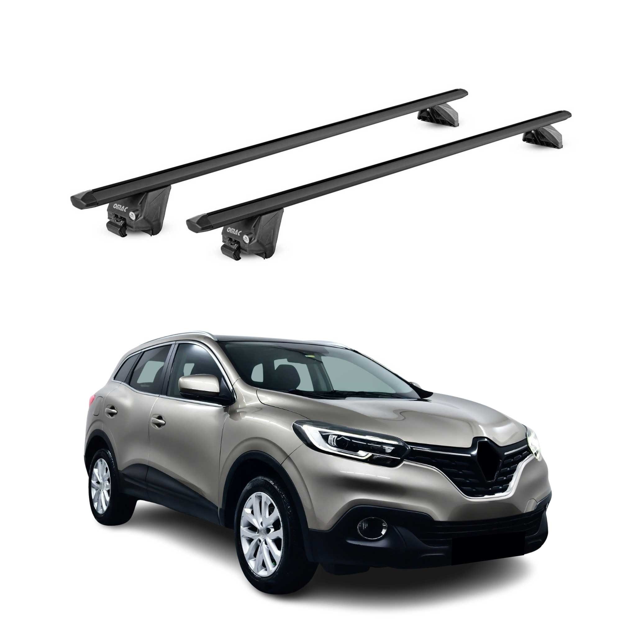 OMAC Dachträger Gepäckträger für Renault Kadjar 2015-2022 Aluminium Schwarz 2 tlg ABE (2-St), Wasserbeständig,Abnehmbar,Multifunktional,Leichtgewichtig