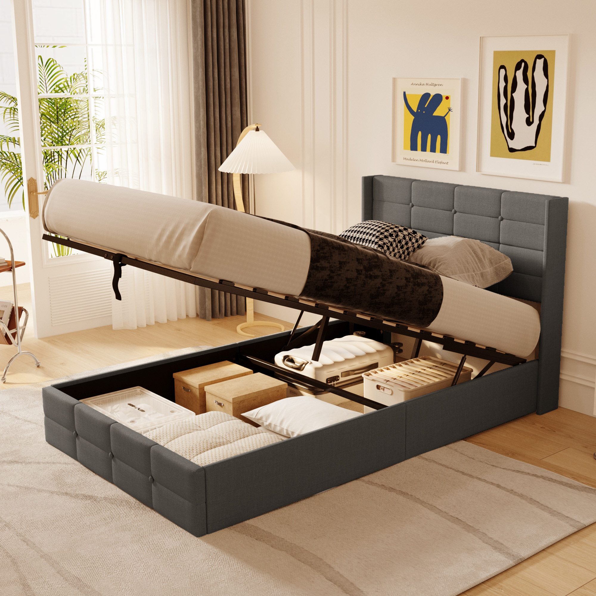 Bealife Polsterbett Einzelbett/Doppelbett mit hydraulischem Stauraum