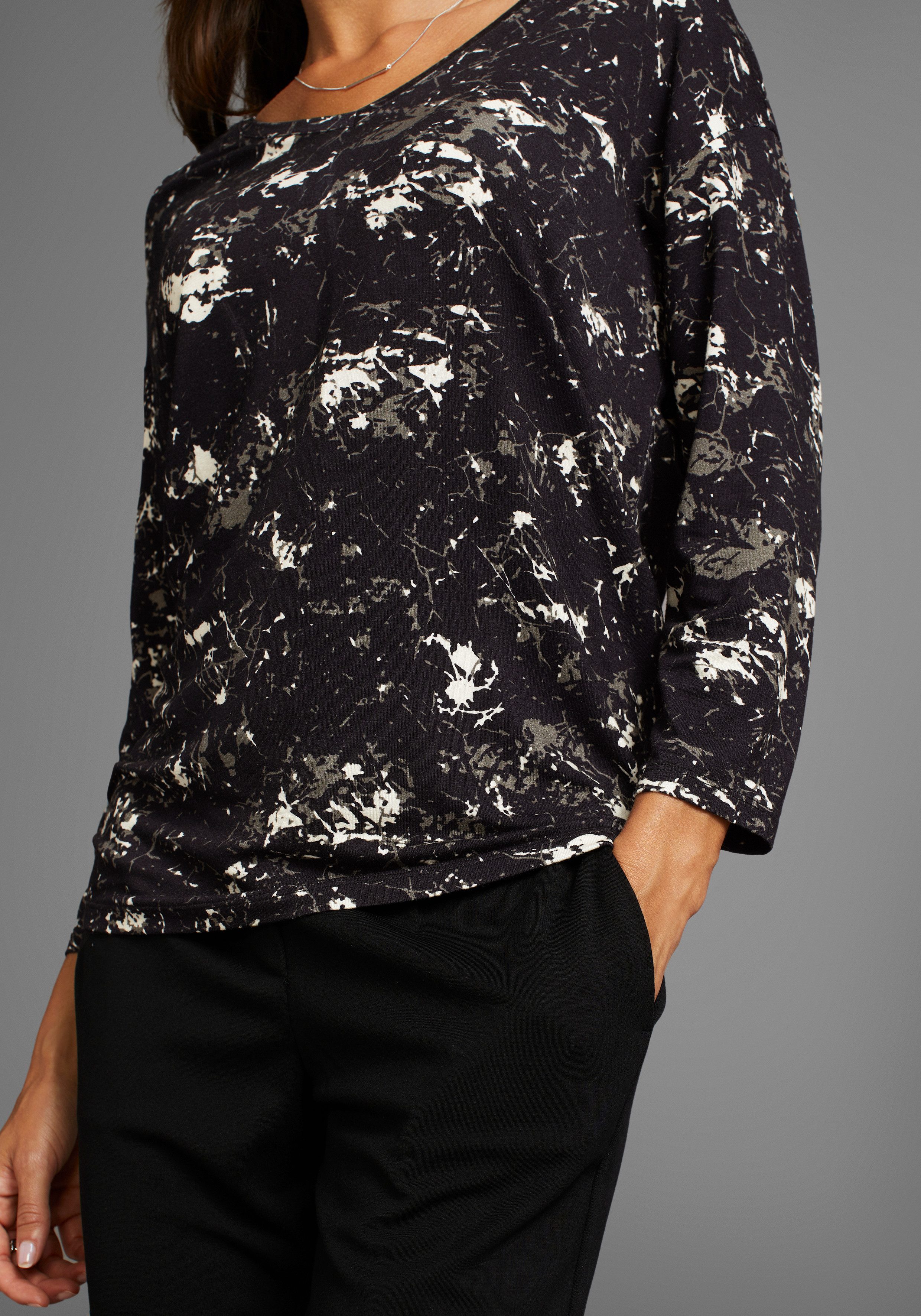 Laura Scott 3/4-Arm-Shirt lässige Passform, 3/4-Ärmellänge, V-Ausschnitt, f günstig online kaufen