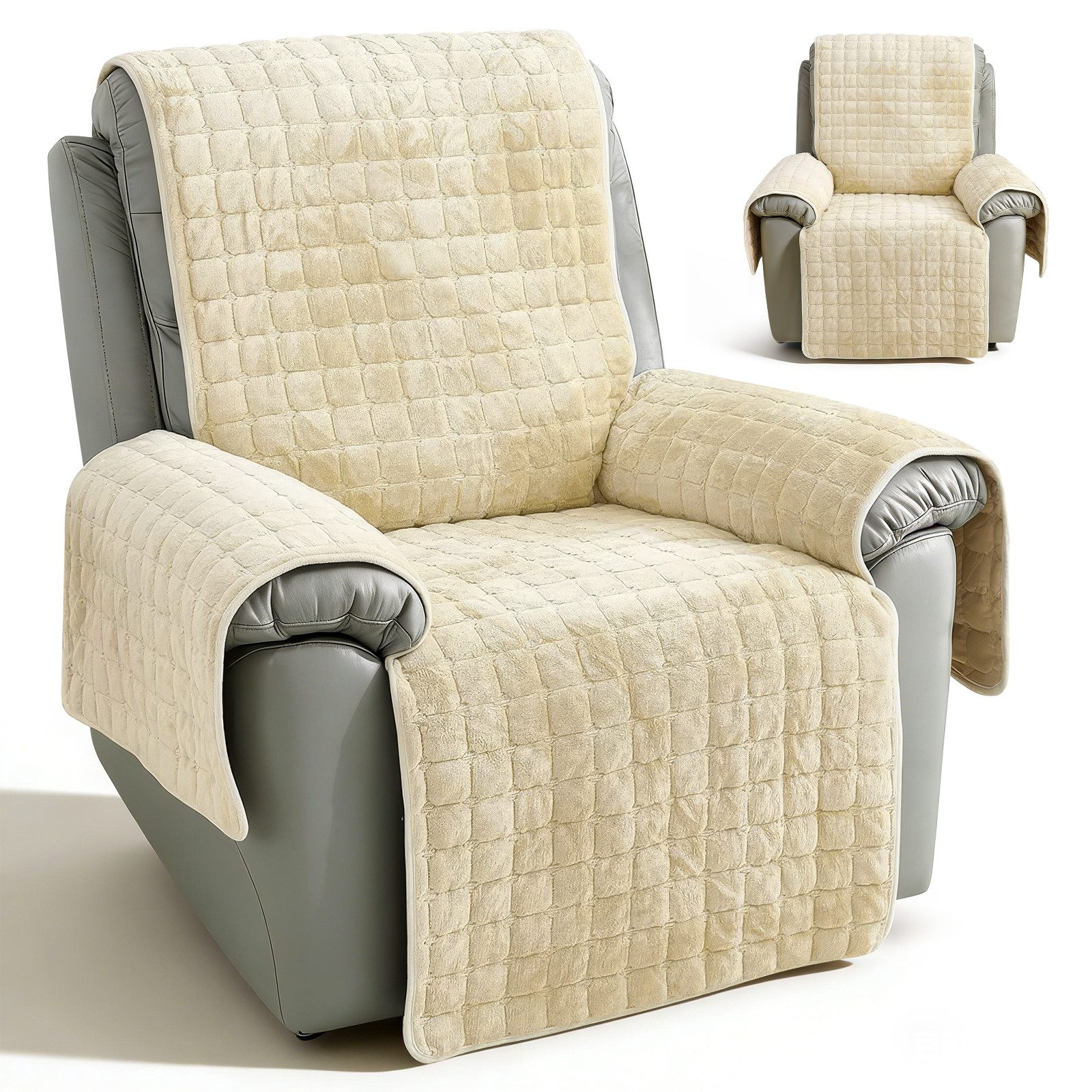 BlingBin Sofaschoner Sofahussen Sofa Armlehnenbezüge Plüsch Sesselschoner Anti-Rutsch, Sofabezug, weich und waschbar, Möbelschutz für Kinder, Hunde & Katzen