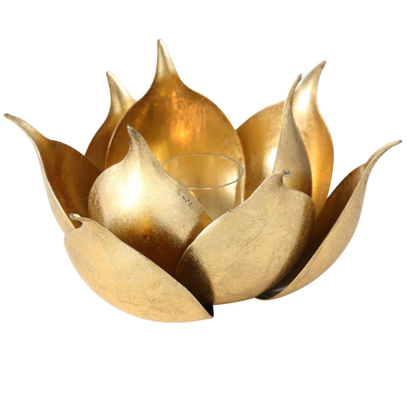 MF Windlicht Windlicht Lotusgold Lotusblume Metall Gold 20 cm (1 St) günstig online kaufen