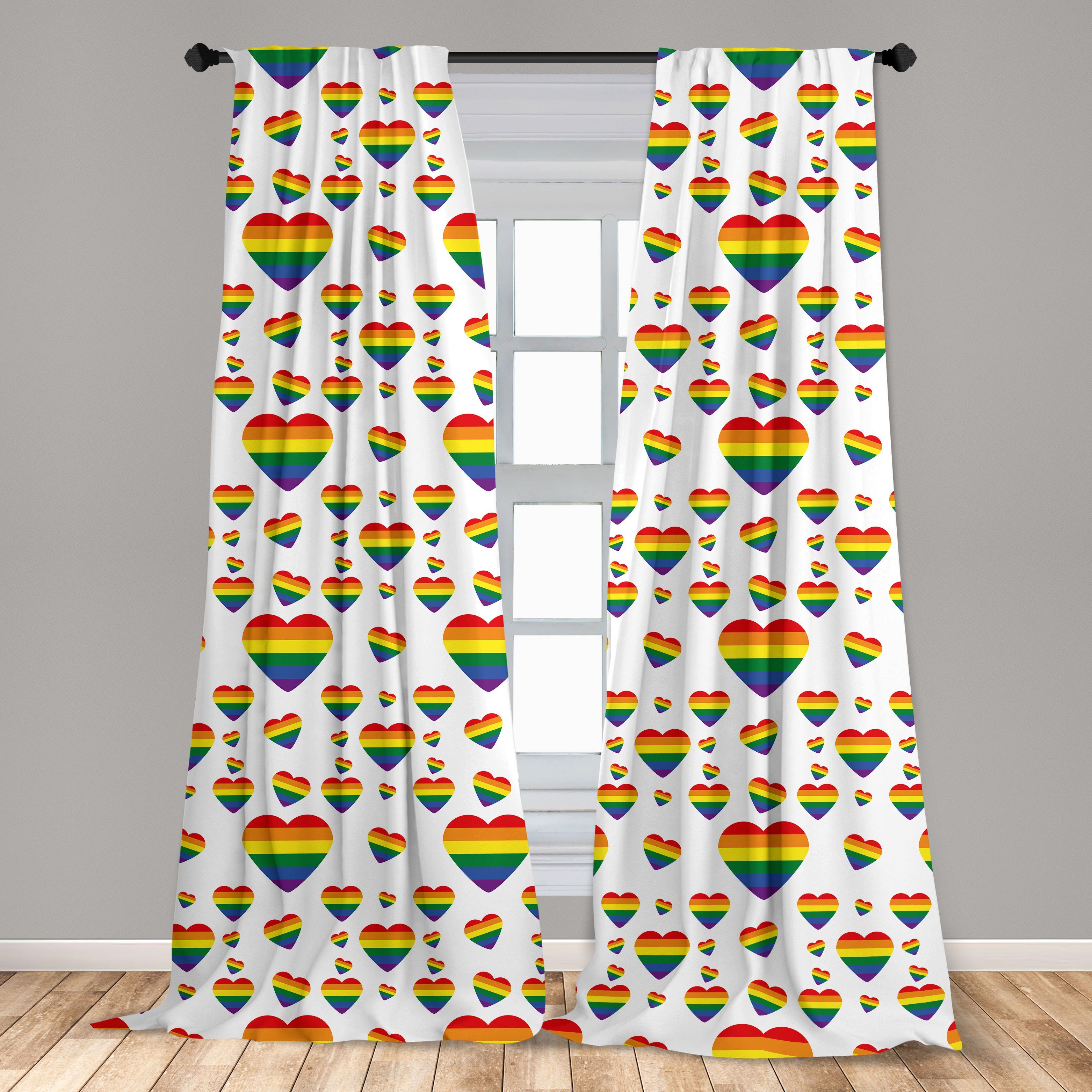 Regenbogen Vorhang Schlafzimmer für Wohnzimmer Gardine ist Herz-Liebe Dekor, Liebe Microfaser, LGBT Abakuhaus,