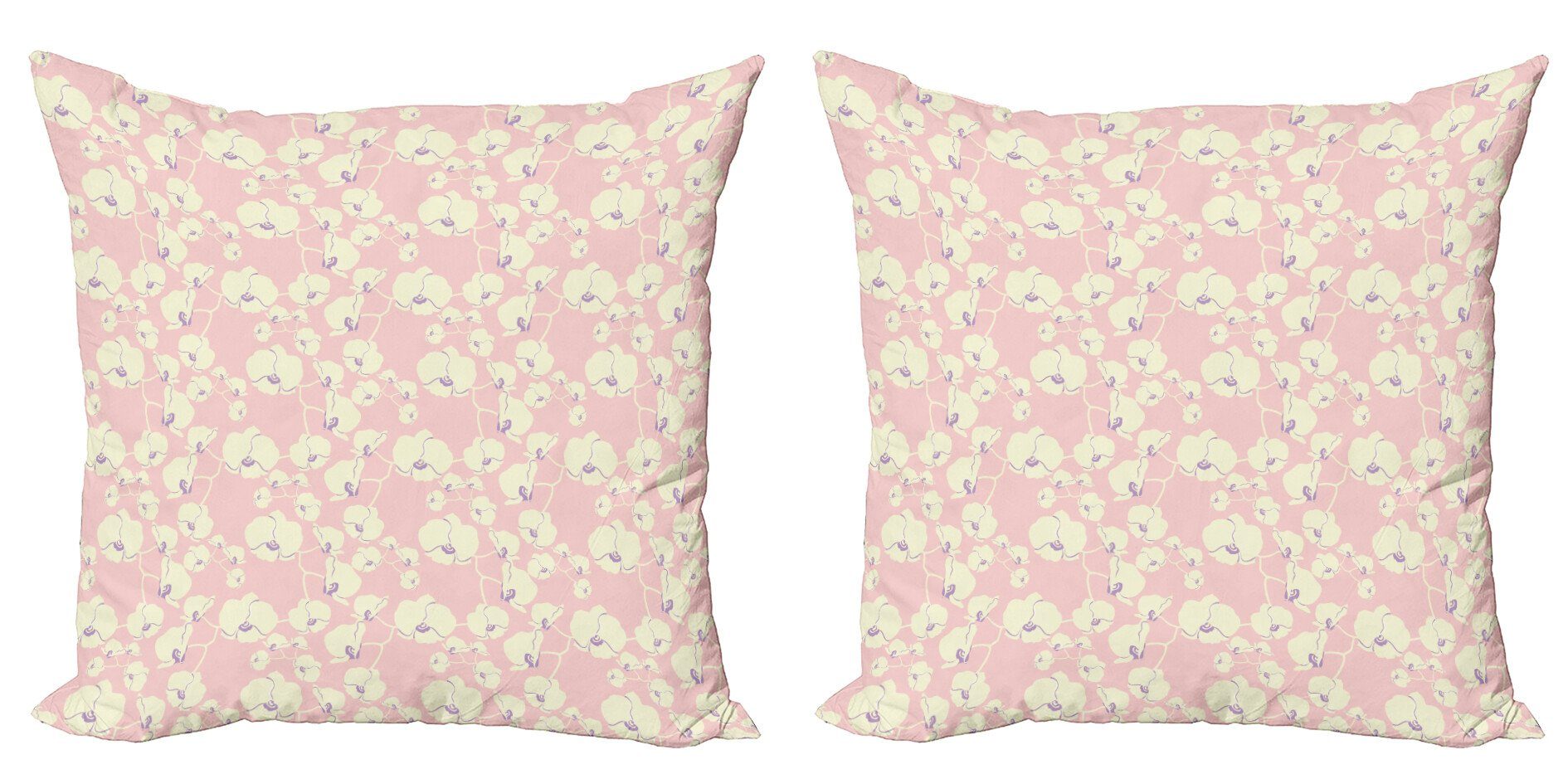 Kissenbezüge Modern Accent Doppelseitiger Digitaldruck, Abakuhaus (2 Stück), Blume Blühende Natur auf Pale Pink