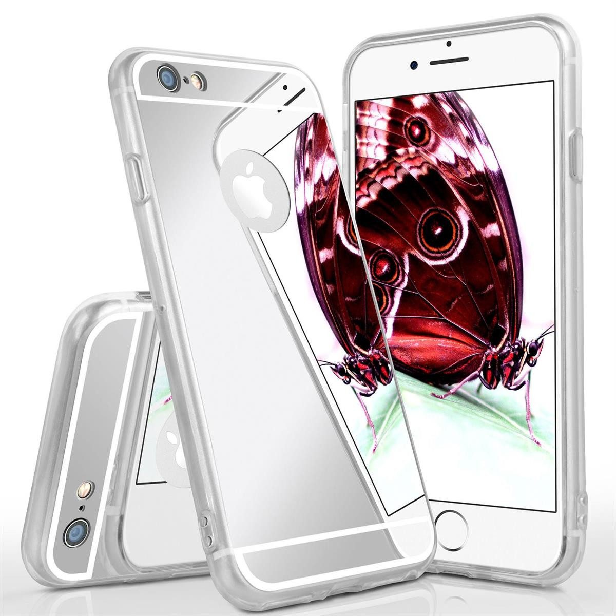 moex Handyhülle für iPhone 6s Hülle Spiegel Mirror Case Silber 4,7 Zoll, Silikon Handyhülle verspiegelte Rückseite Stylische Handy Schutzhülle