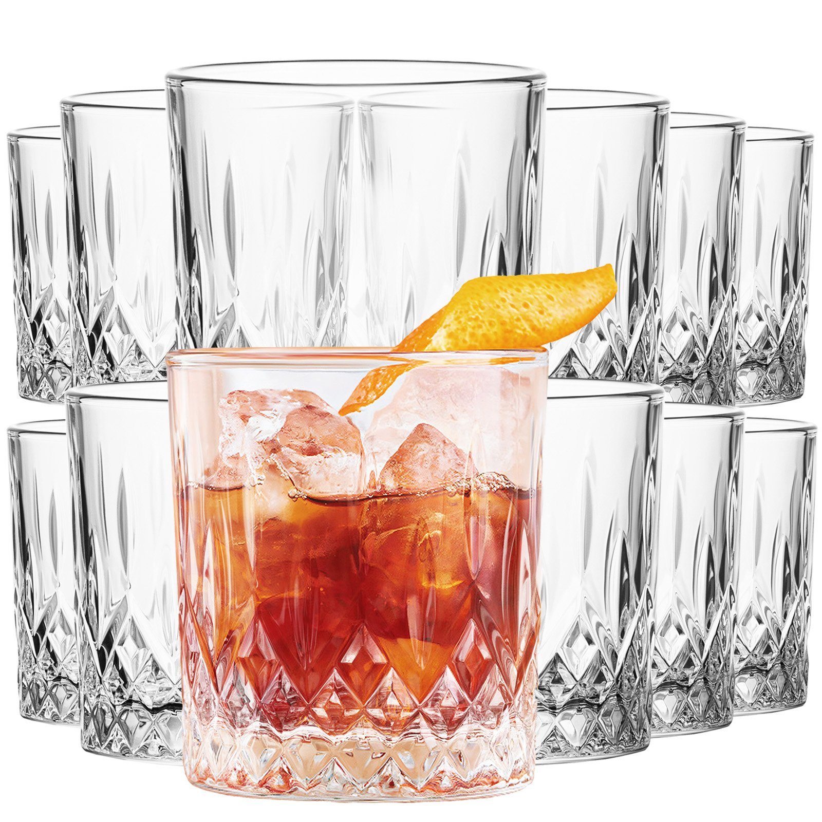 KONZEPT Gläser-Set Trinkgläser Set Wassergläser 4/6/12er Set für Cocktails, Softdrinks, 12-tlg., Glas-Set, 280 ml