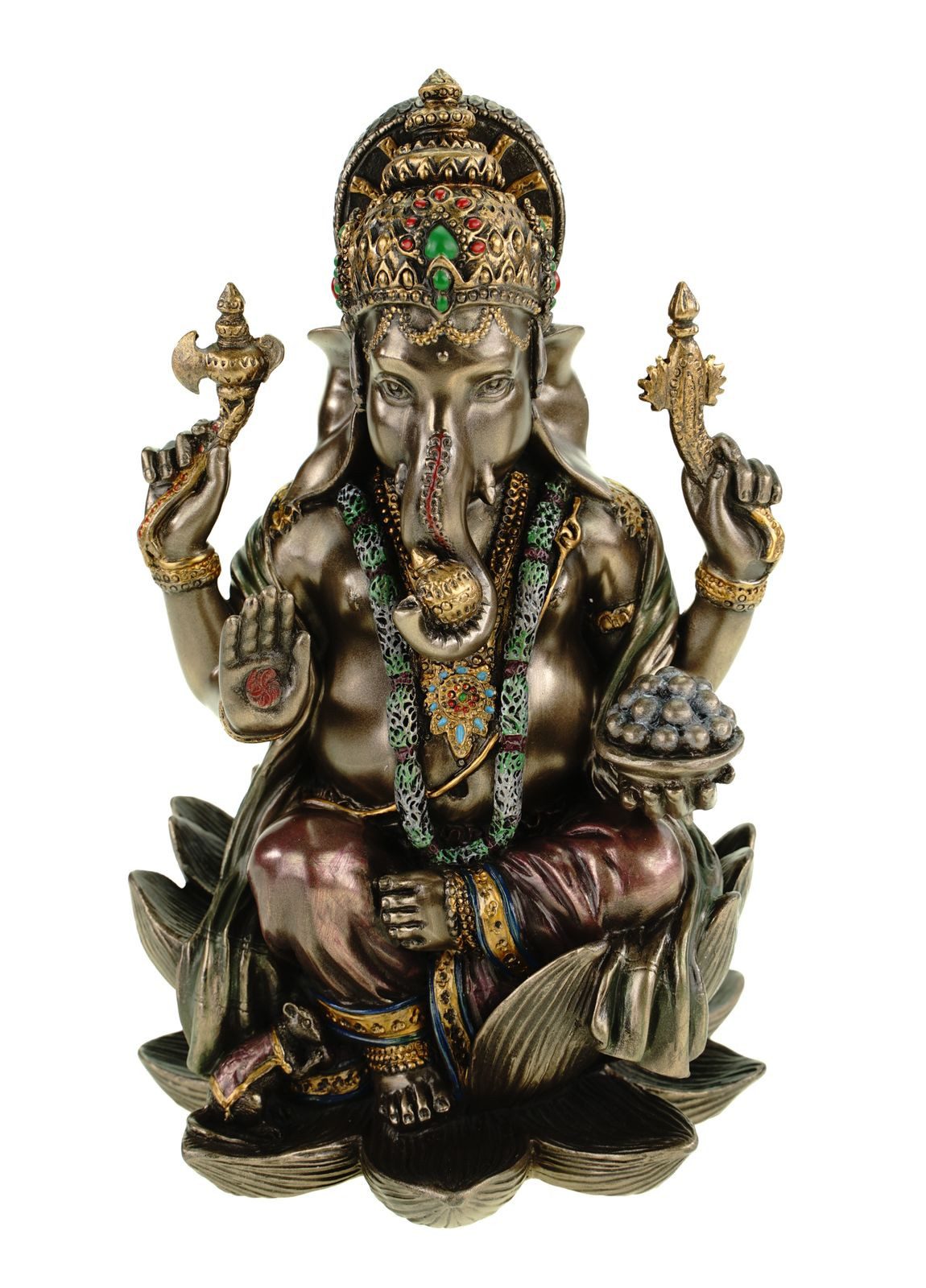 Vogler Dekofigur Veronese Ganesha Statue 19 cm Handbemalthinduistische Gottheit bronz.