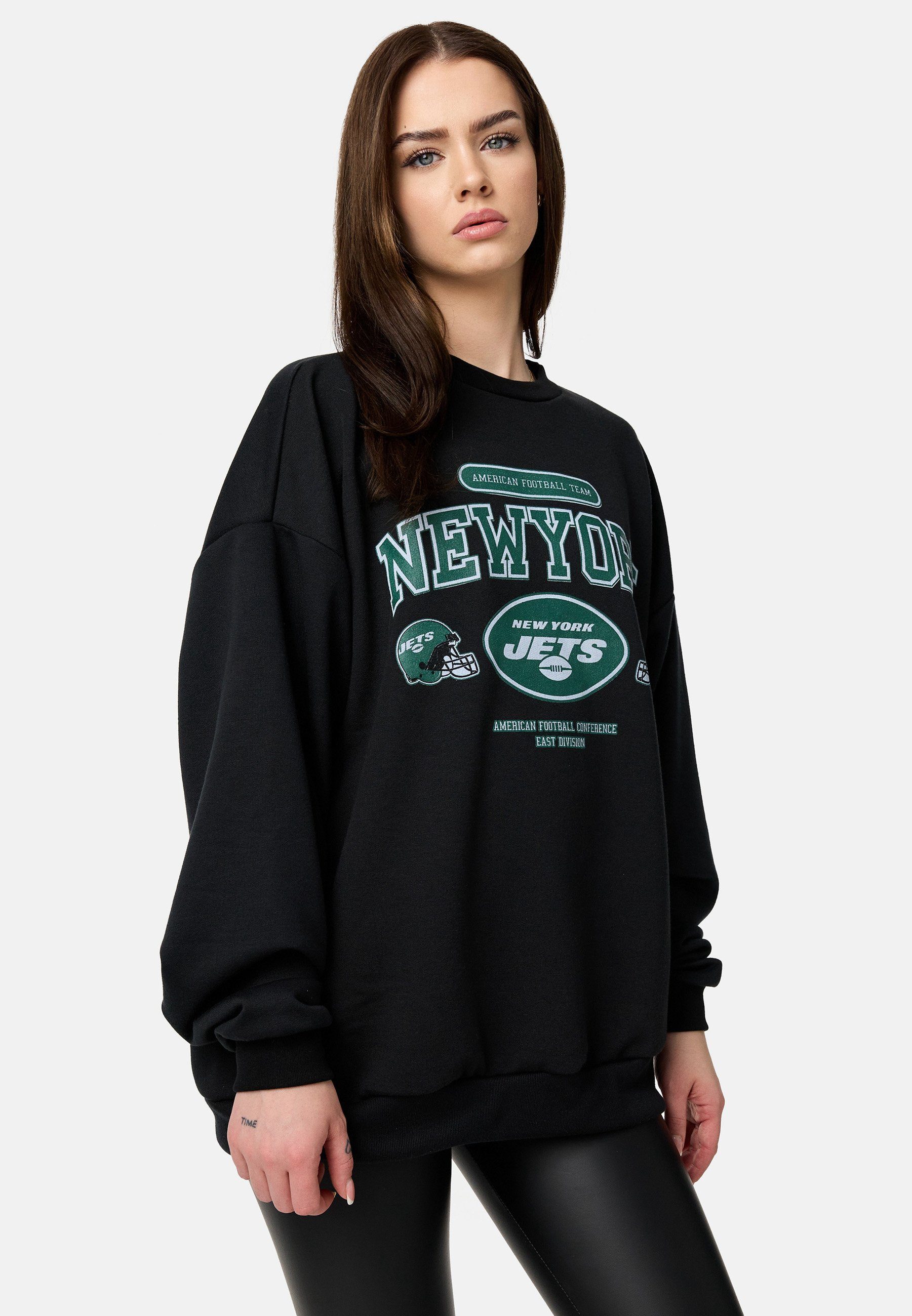 Worldclassca Longsweatshirt Worldclassca Damen Oversized Sweatshirt Lounge Sweater Shirt JETS