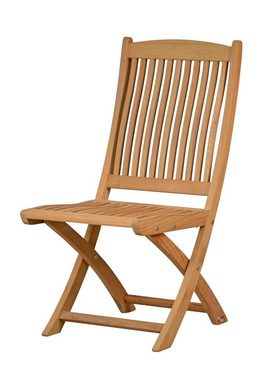 Kai Wiechmann Balkonset Exklusive Teak Sitzgruppe aus 4 Klappstühlen und 1 Klapptisch 90 cm, (3-tlg., 2 Klappstühle, 1 Esstisch), edles Set aus Teak-Gartenmöbeln mit Klappfunktion