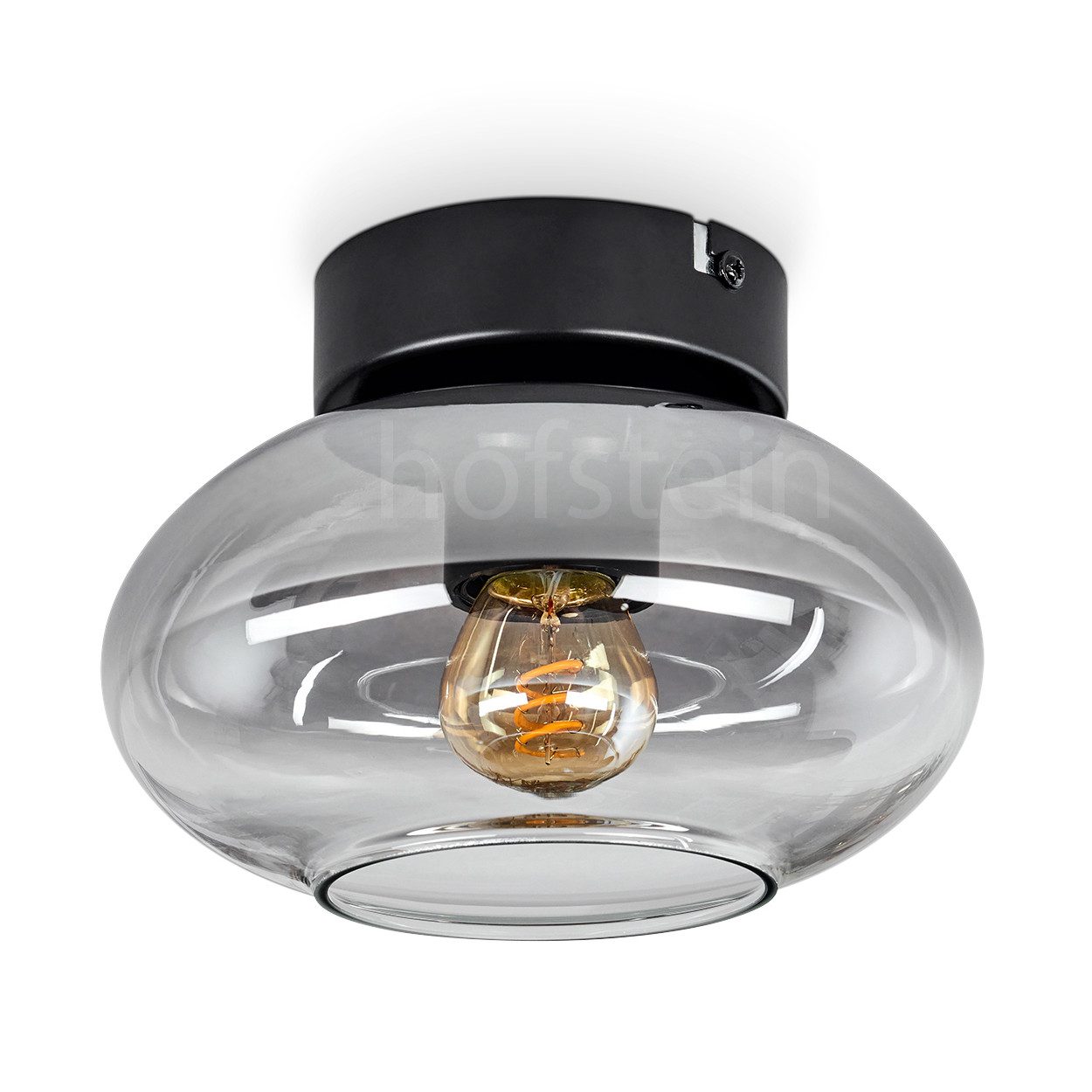hofstein Deckenleuchte moderne Deckenlampe aus Metall/Glas in Schwarz/Rauch günstig online kaufen