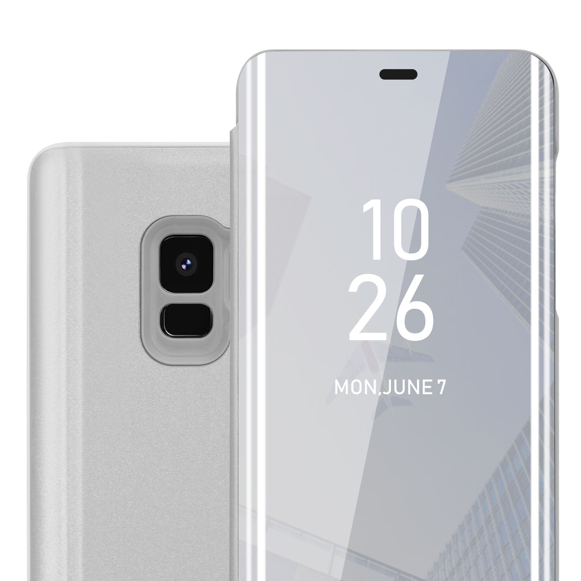 Cadorabo Handyhülle für Samsung Galaxy S9 Spiegel Schutzhülle 360 Grad Schutz Samsung Galaxy S9, Klappbare Handy Schutzhülle - Hülle - mit Standfunktion und Kartenfach