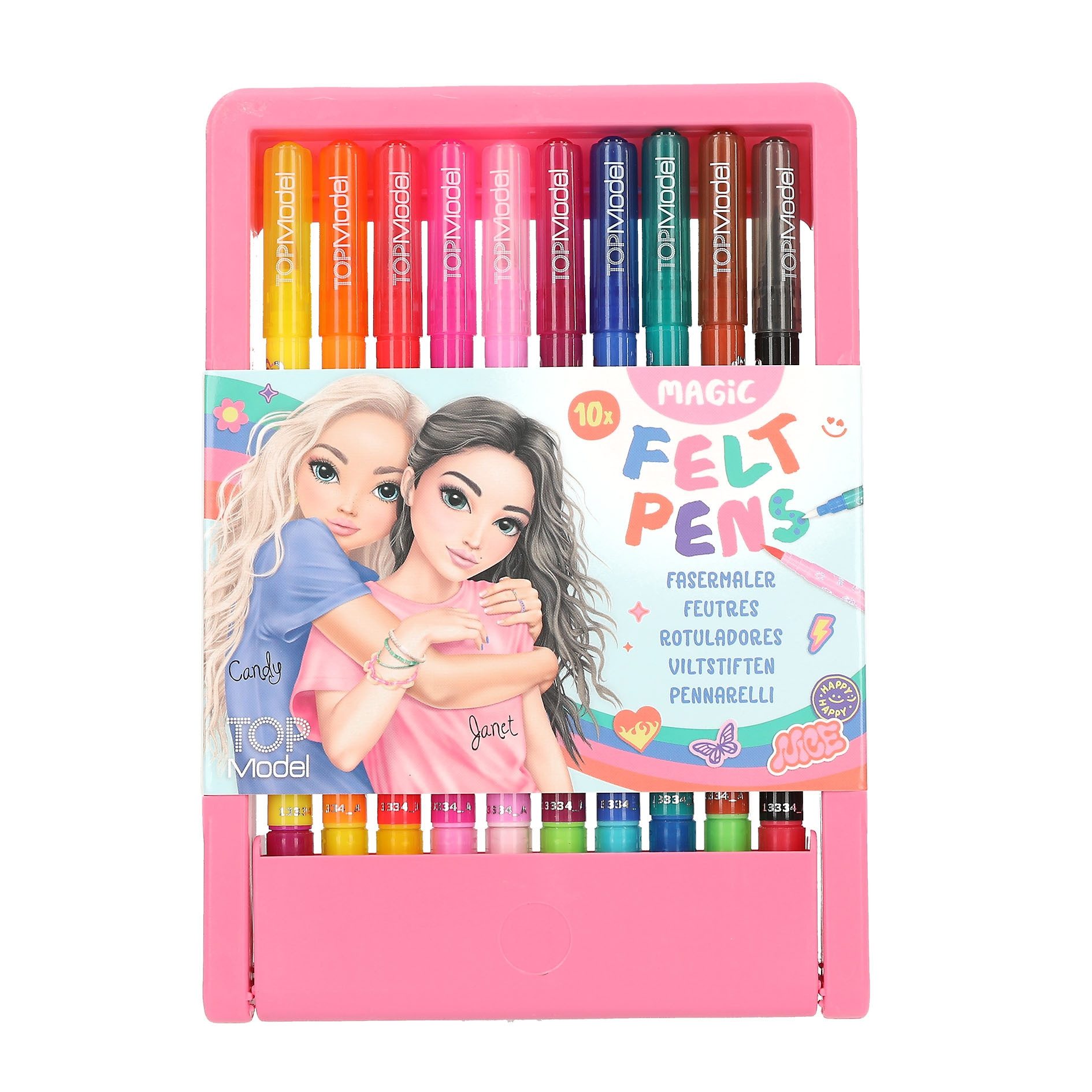 Depesche Schmuckset TOPModel Magic Fasermaler Set, 10 Doppel-Filzstifte im Etui, Pinselspitze, Magicspitze für Farbänderung