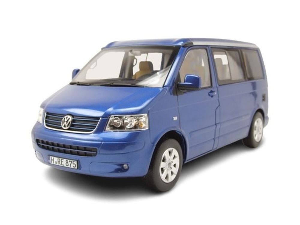 Norev Modellauto VW T5 Bus California 2003 blau metallic, Maßstab 1:18