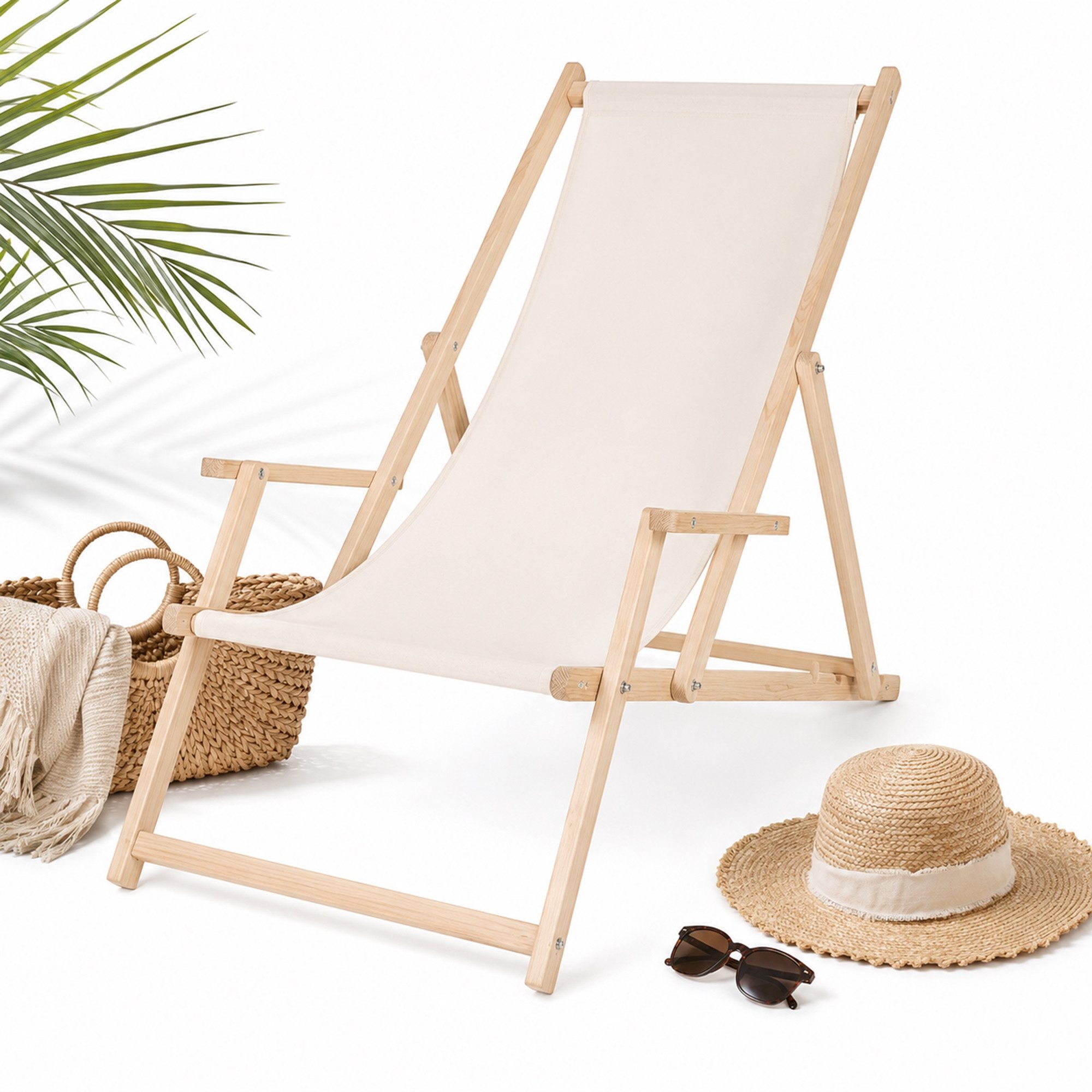 Mucola Gartenstuhl Strandliege Liegestuhl Gartenliege Sonnenliege Strandstuhl Balkonliege (Stück), Inkl. Sicherung gegen ungewolltes Zusammenklappen