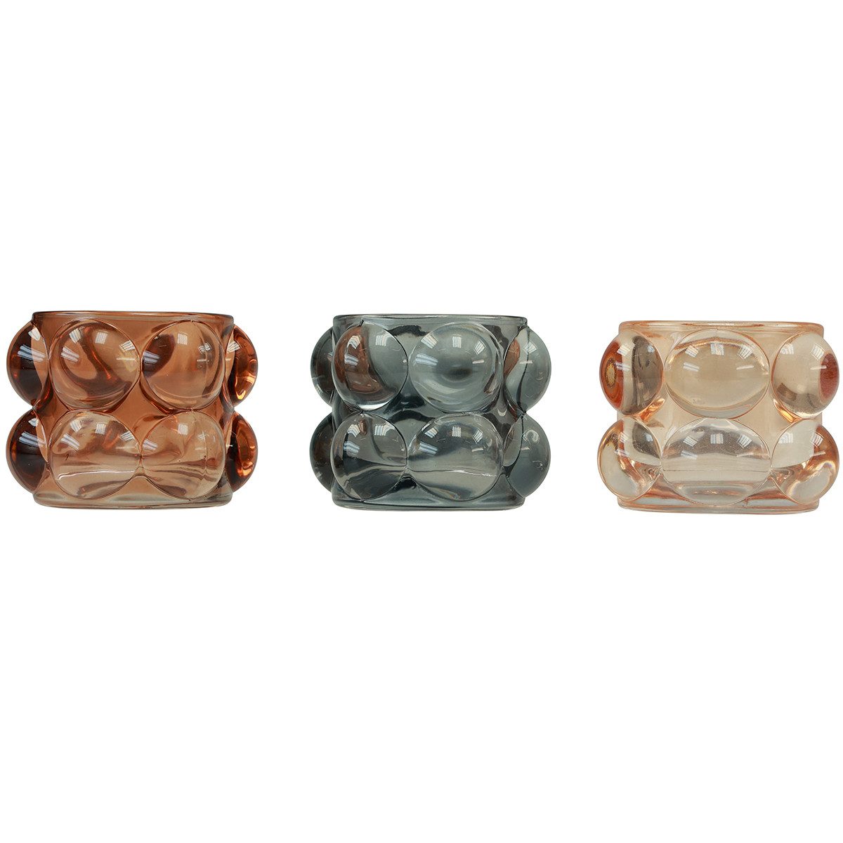 Kaemingk Tischvase Teelichthalter Glas getönt Ø8cm Sommer 3er-Set Dekoration, 3 Stück
