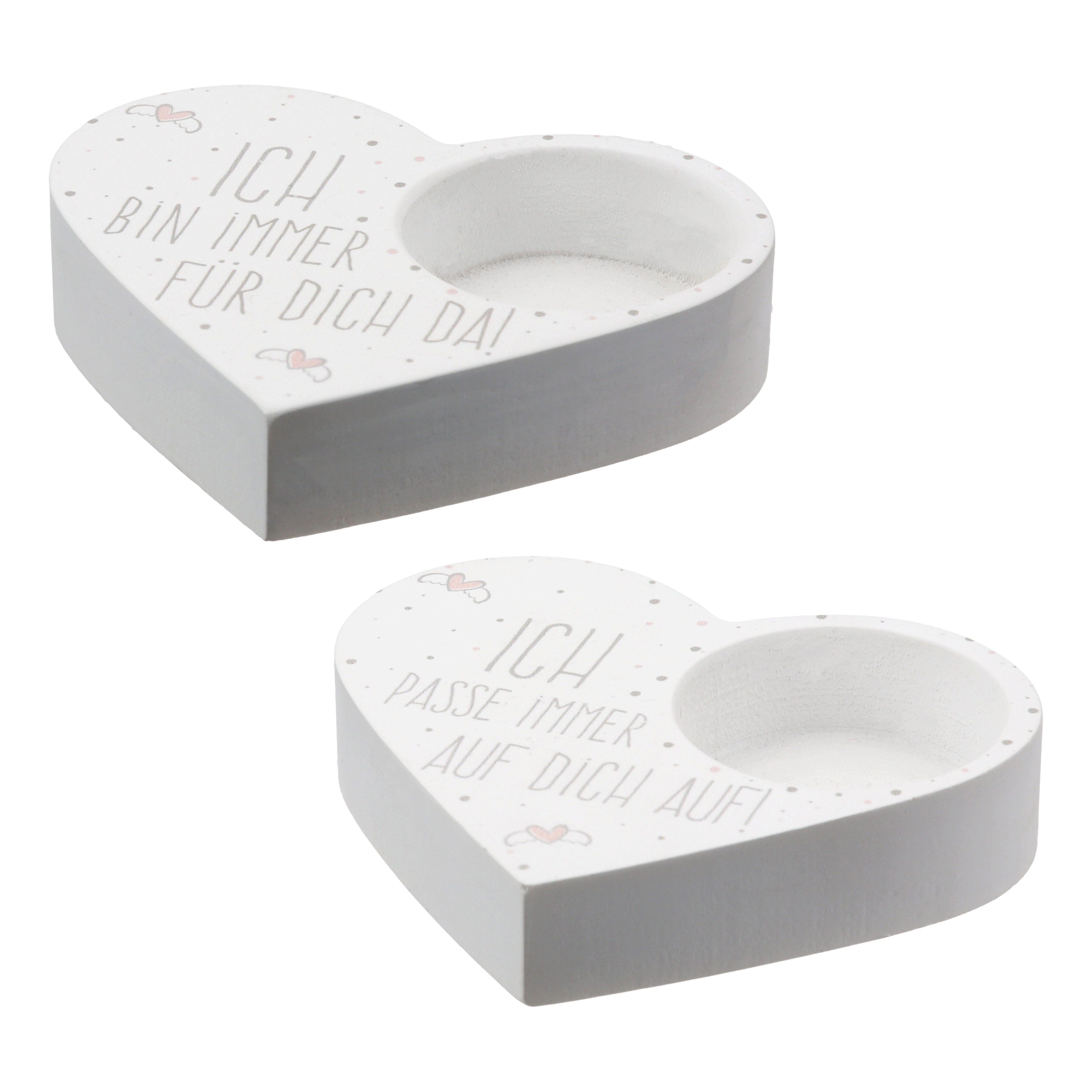 GILDE Kerzenhalter Teelichthalter " Herzchen " aus Gips mit Spruch von Gilde - Geschenk L