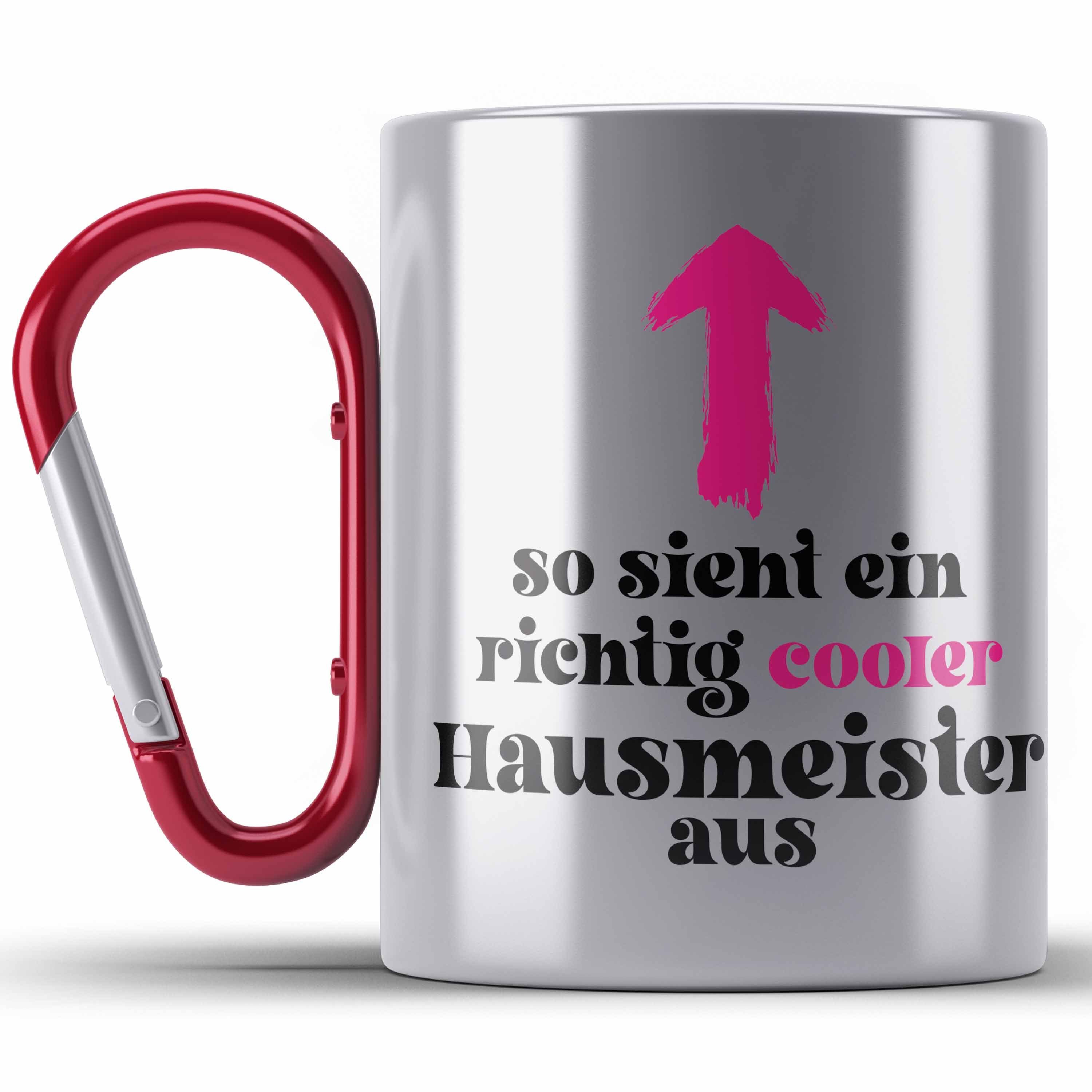 Trendation Thermotasse Hausmeister Edelstahl Tasse Lustiges Geschenke Lustig Spruch Haustechn Rot
