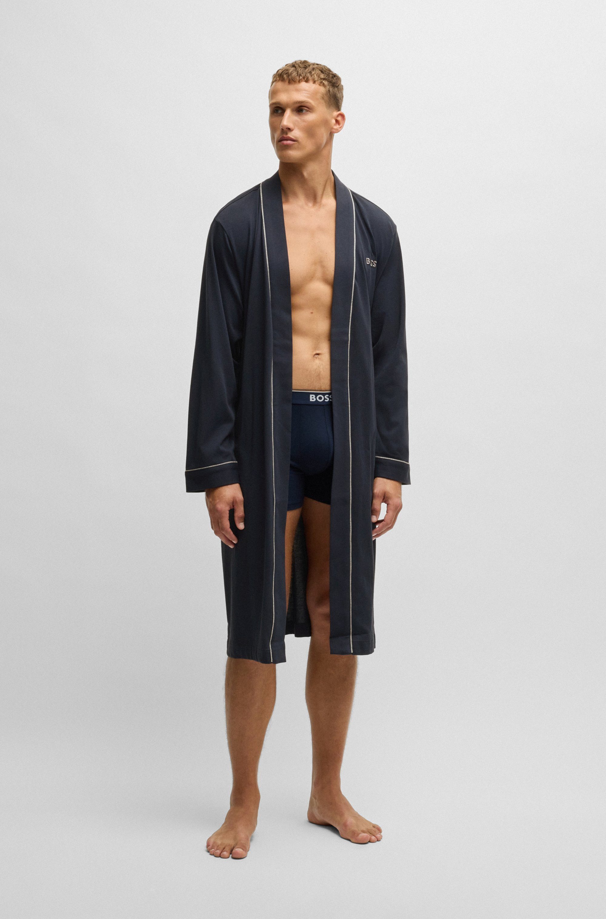 BOSS Morgenmantel Kimono BM, Baumwolle, Kimono-Kragen, günstig online kaufen