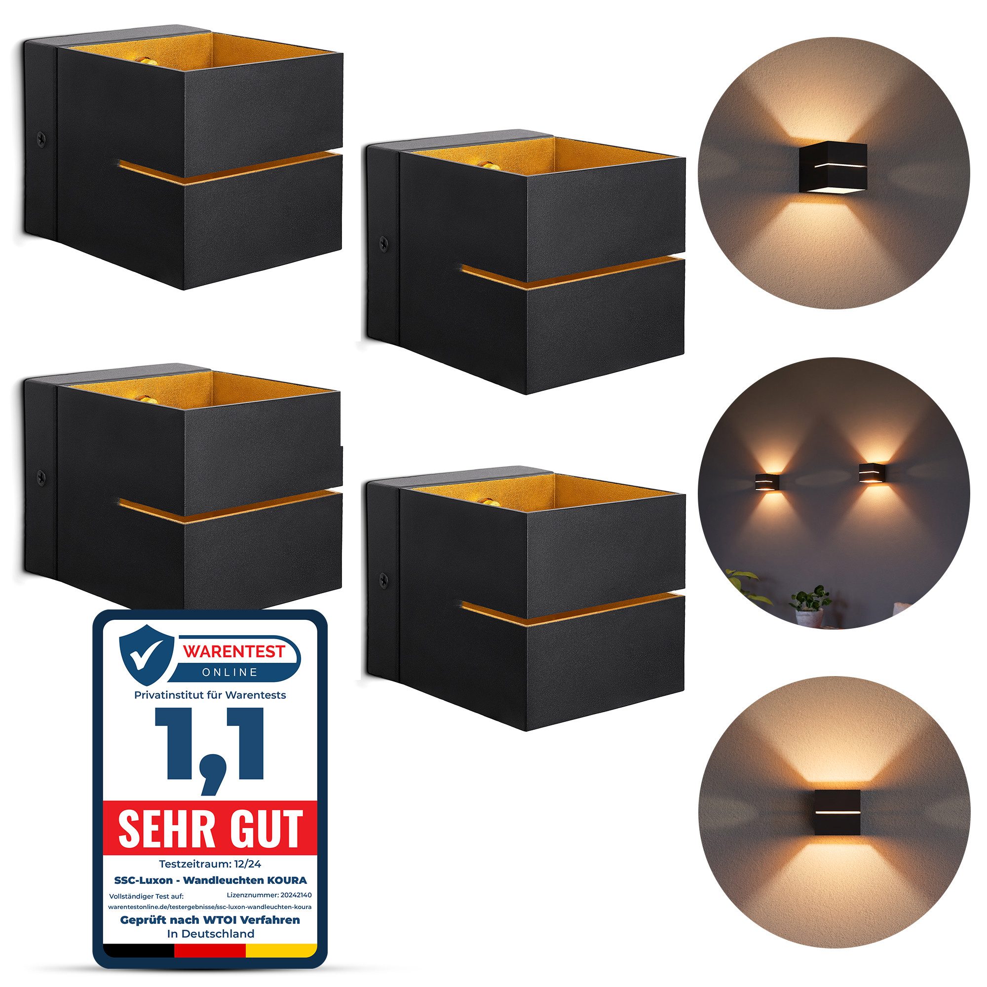 SSC-LUXon LED Wandleuchte Wandleuchte KOURA schwarz günstig online kaufen