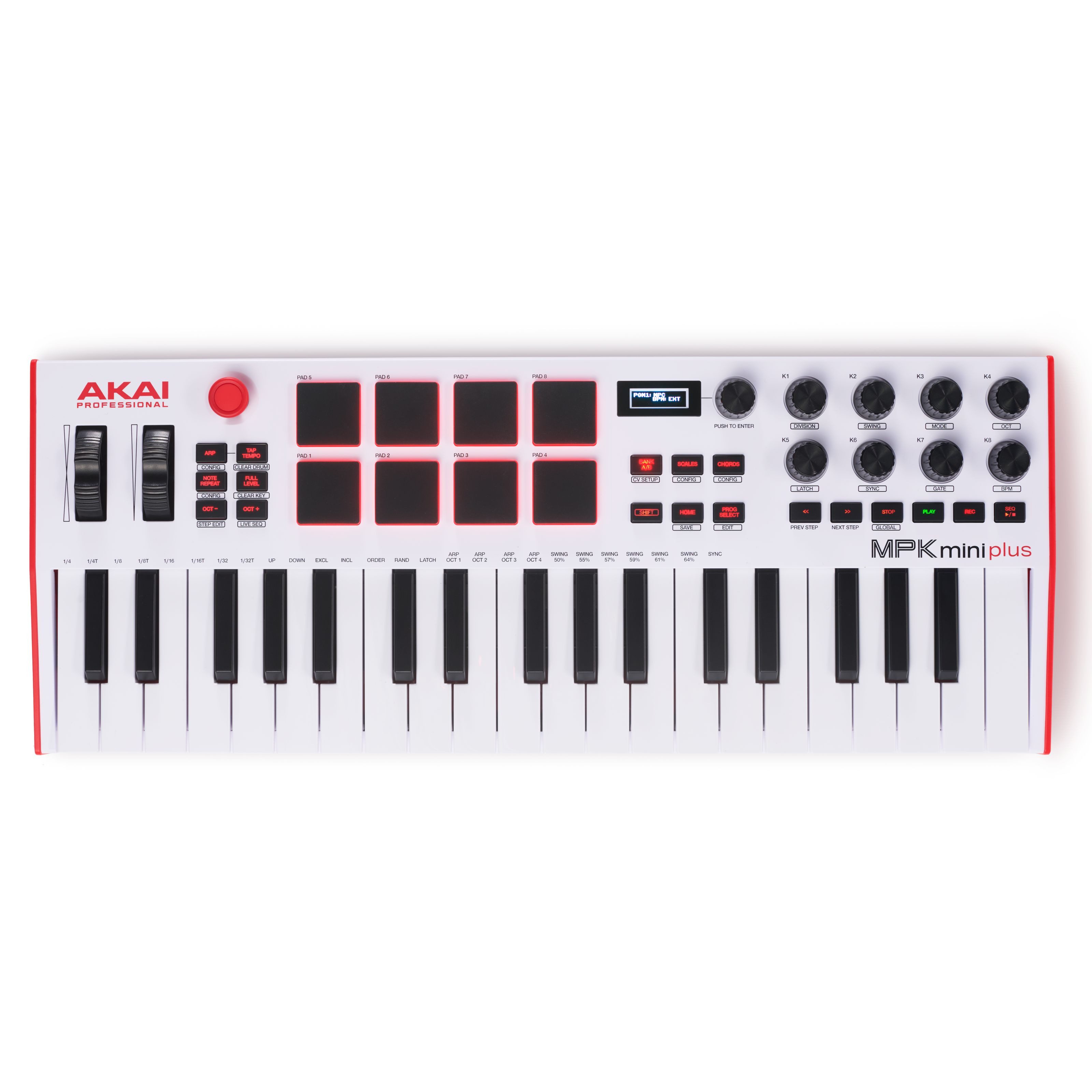 Akai Masterkeyboard (Masterkeyboards, MIDI-Keyboard mini), MPK Mini Plus White - Midi Keyboard